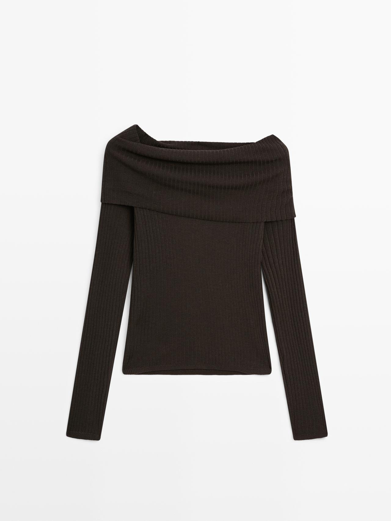 Massimo Dutti - Dame - Trøje I Ribstrik - Brun - S