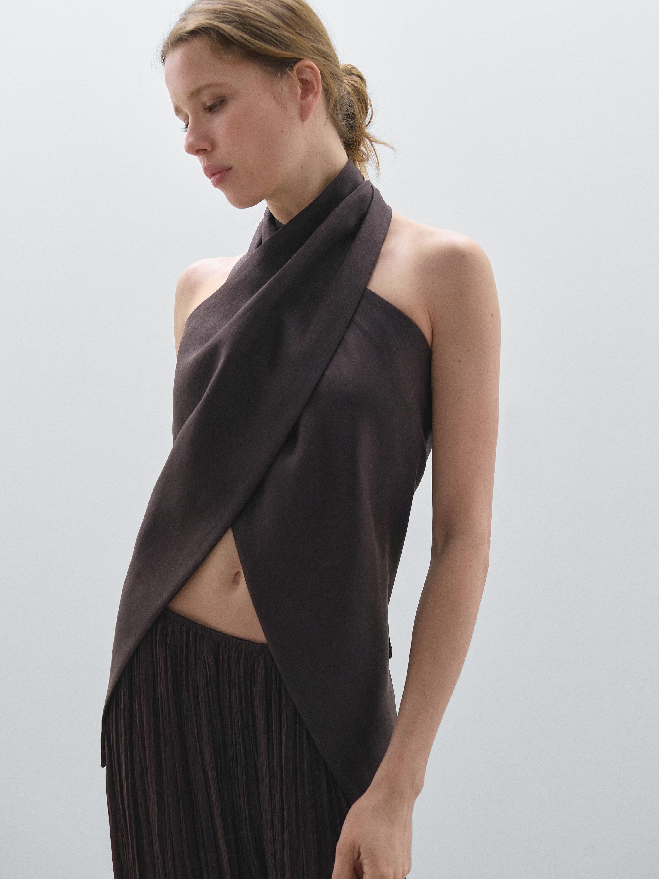 100% linen wrap top - Studio
