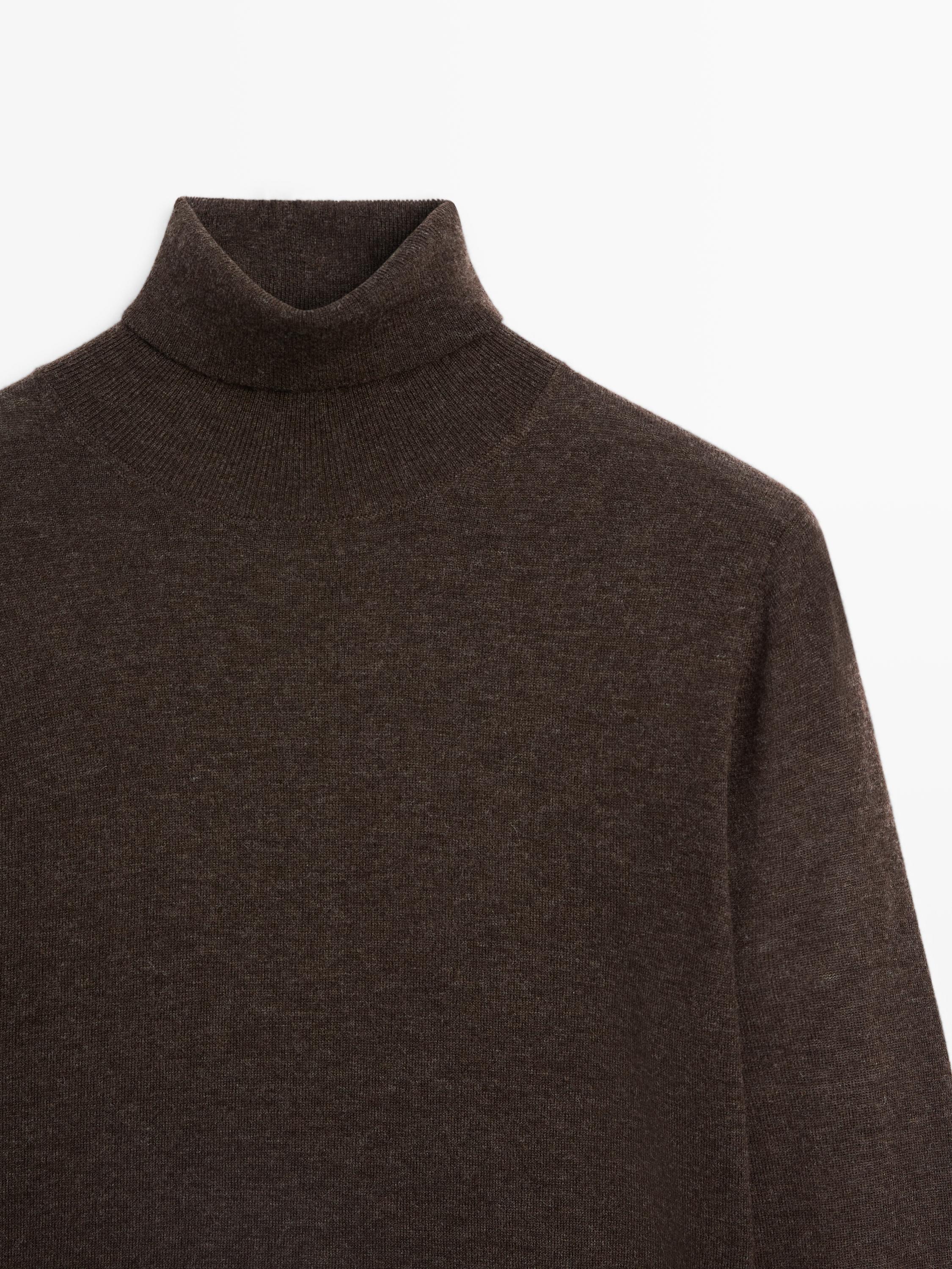 High neck wool blend sweater