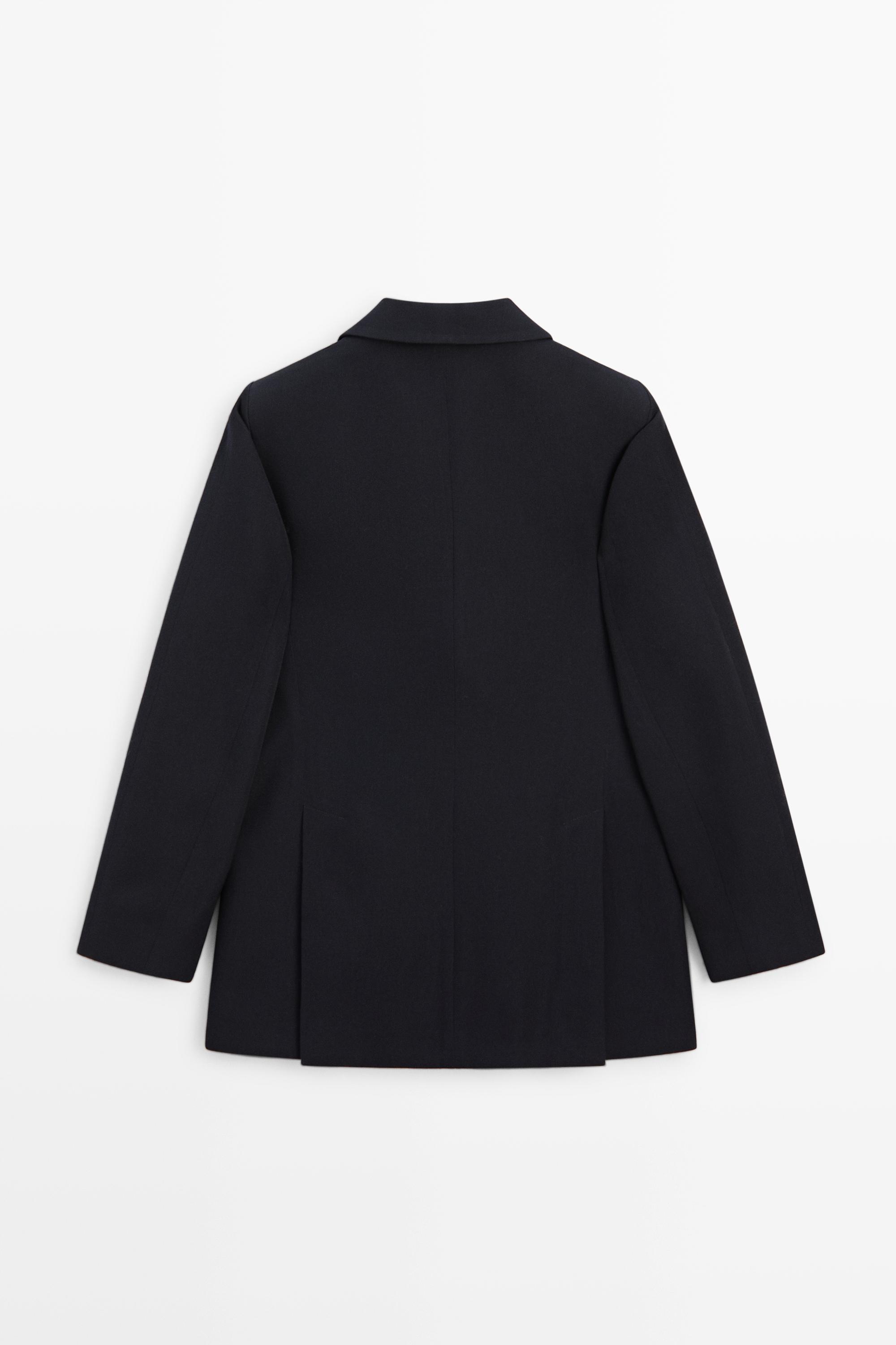 Wool blend double-breasted blazer — NAVY BLUE