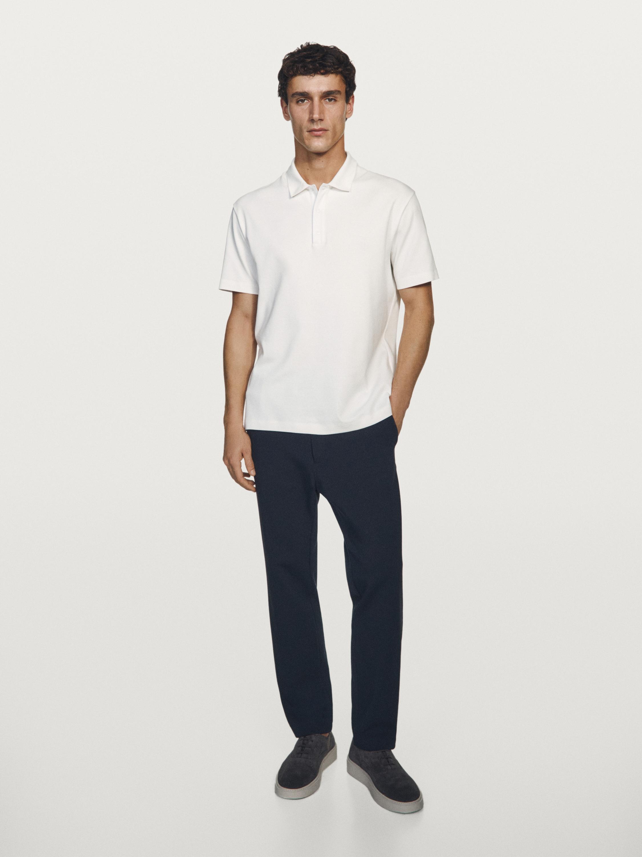 Short sleeve cotton polo shirt — Light Beige