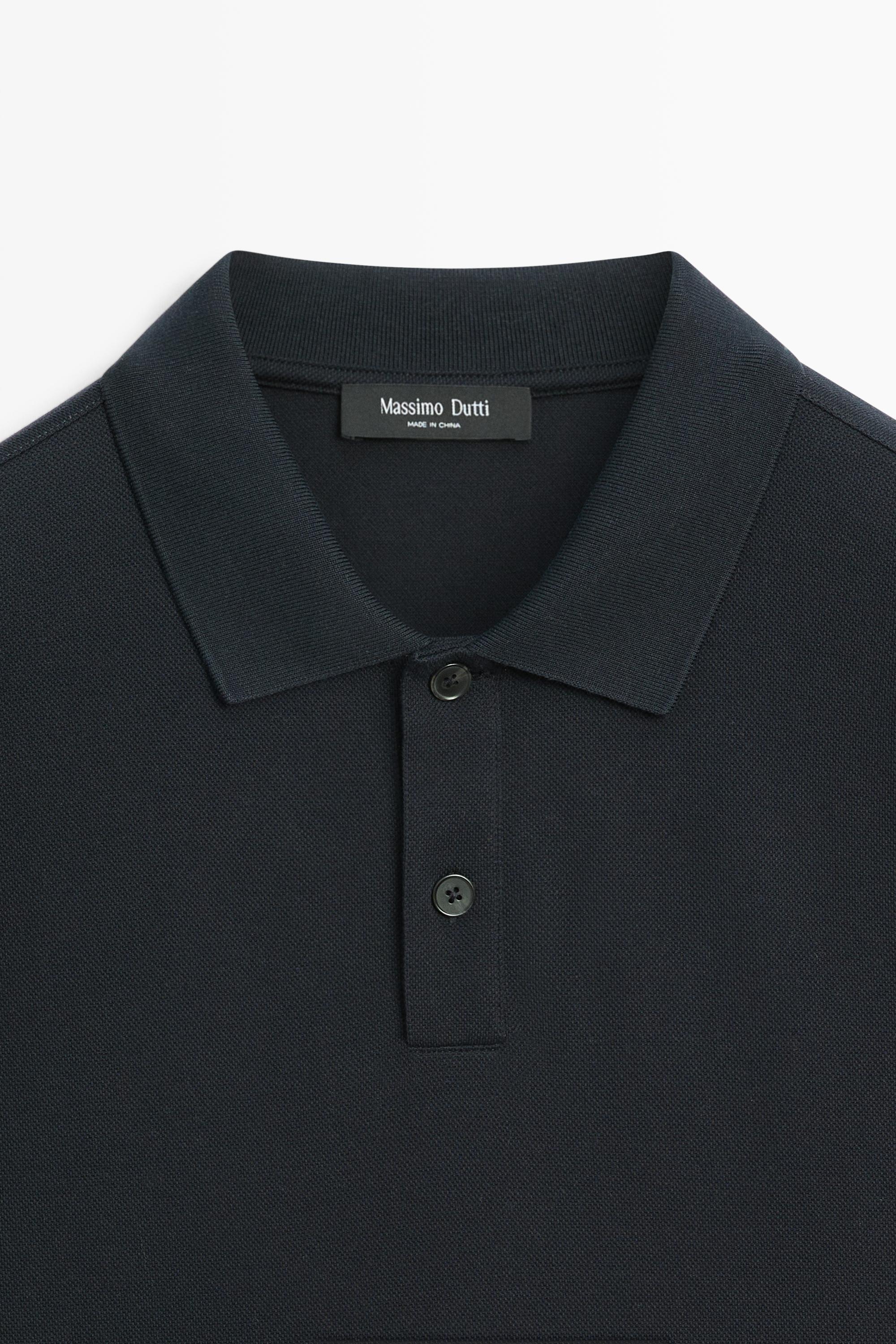 100% cotton micro-textured knit polo shirt