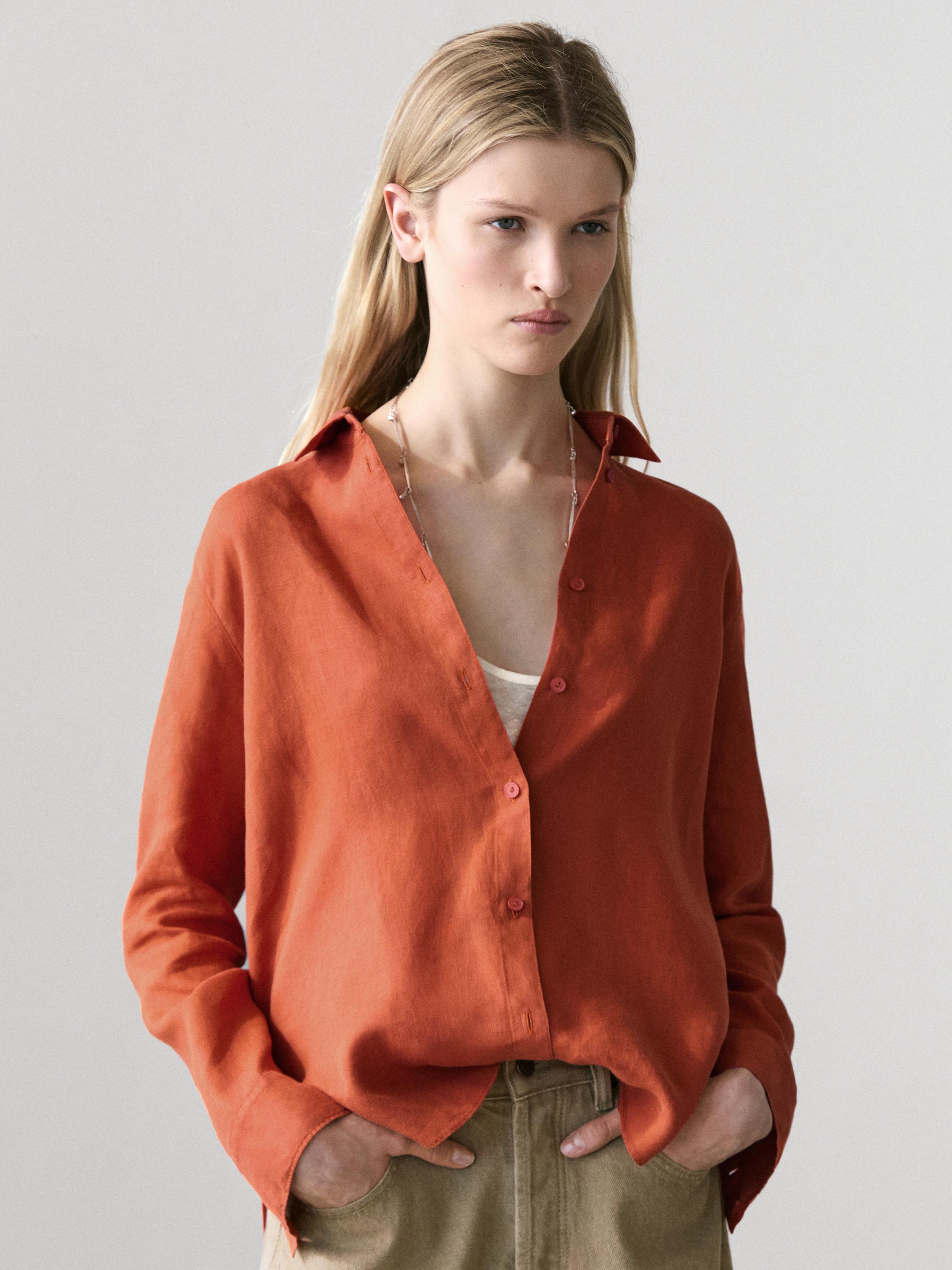 قميص فضفاض كتان 100%