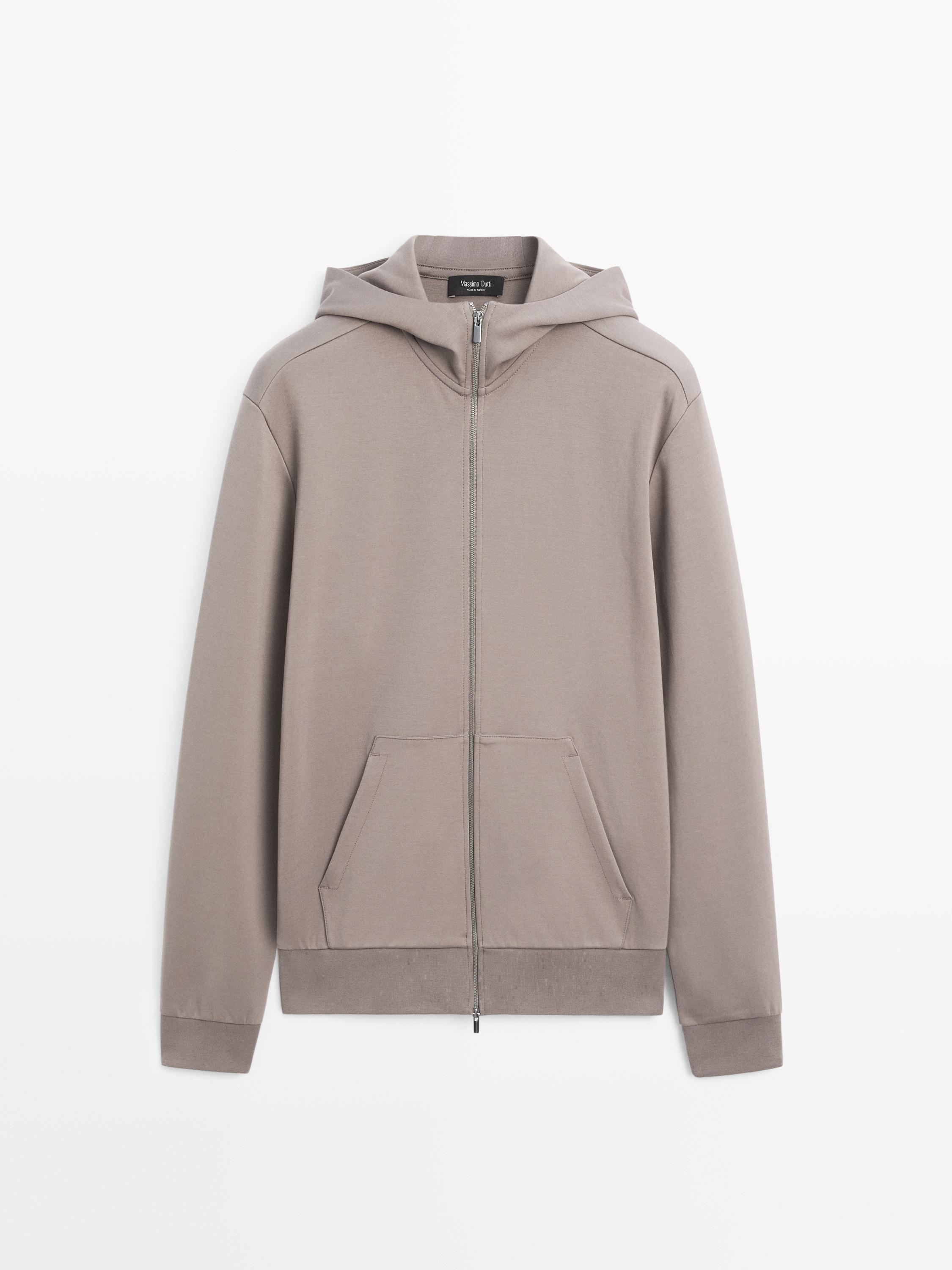 Cotton blend zip-up hoodie