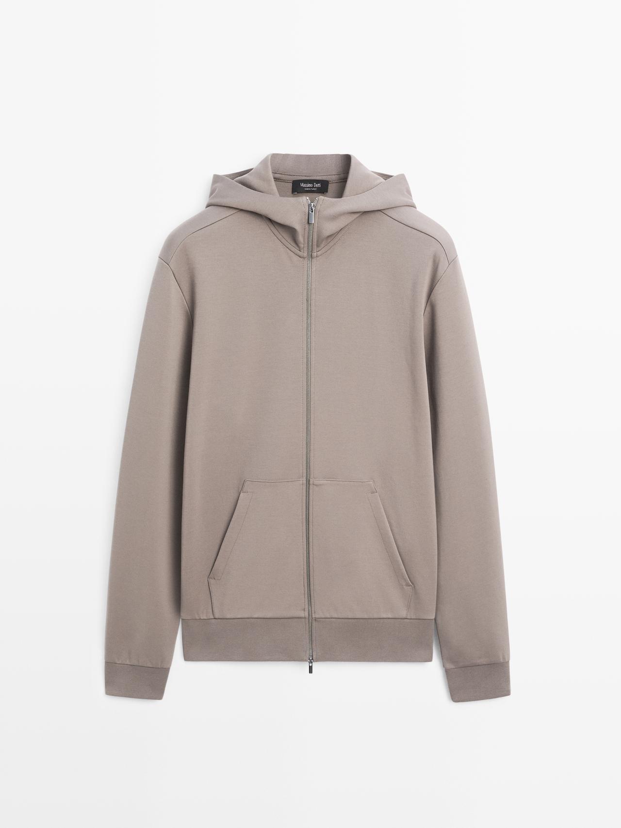 Felpa Con Cerniera In Misto Cotone - Marrone Tostato Chiaro - M - Massimo Dutti - Maschile