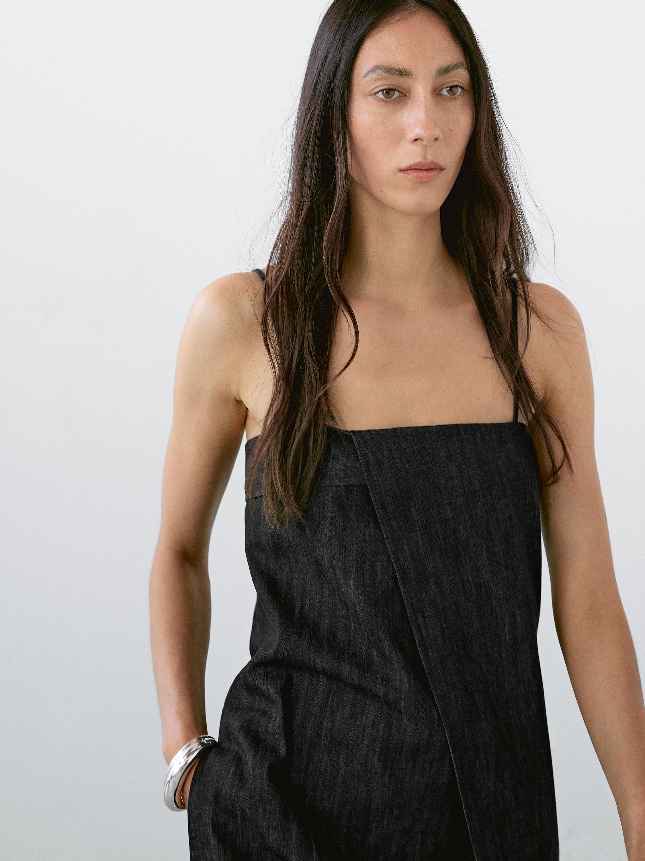 Vestido corto denim tirantes