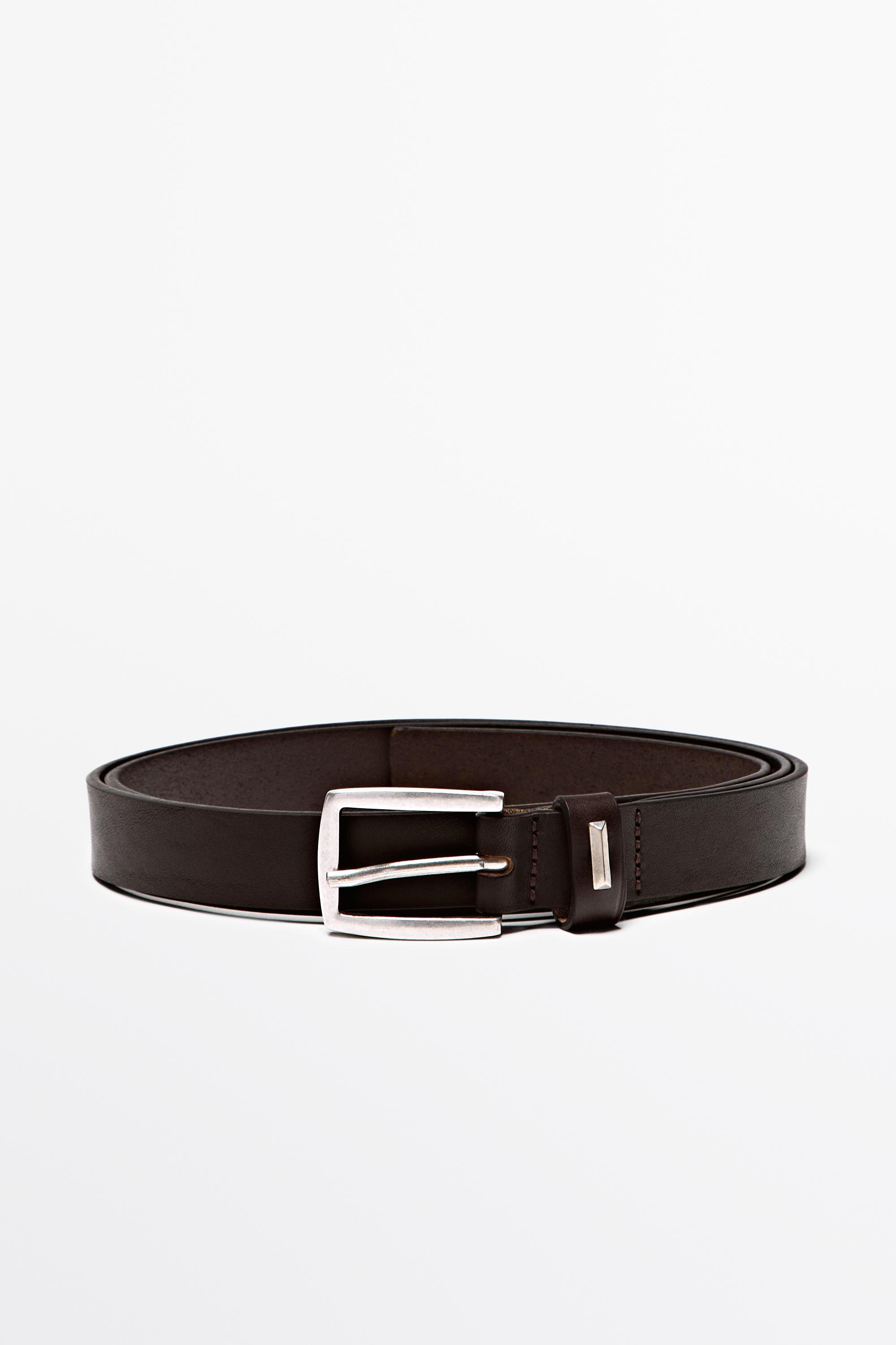Nappa leather belt with rectangular buckle