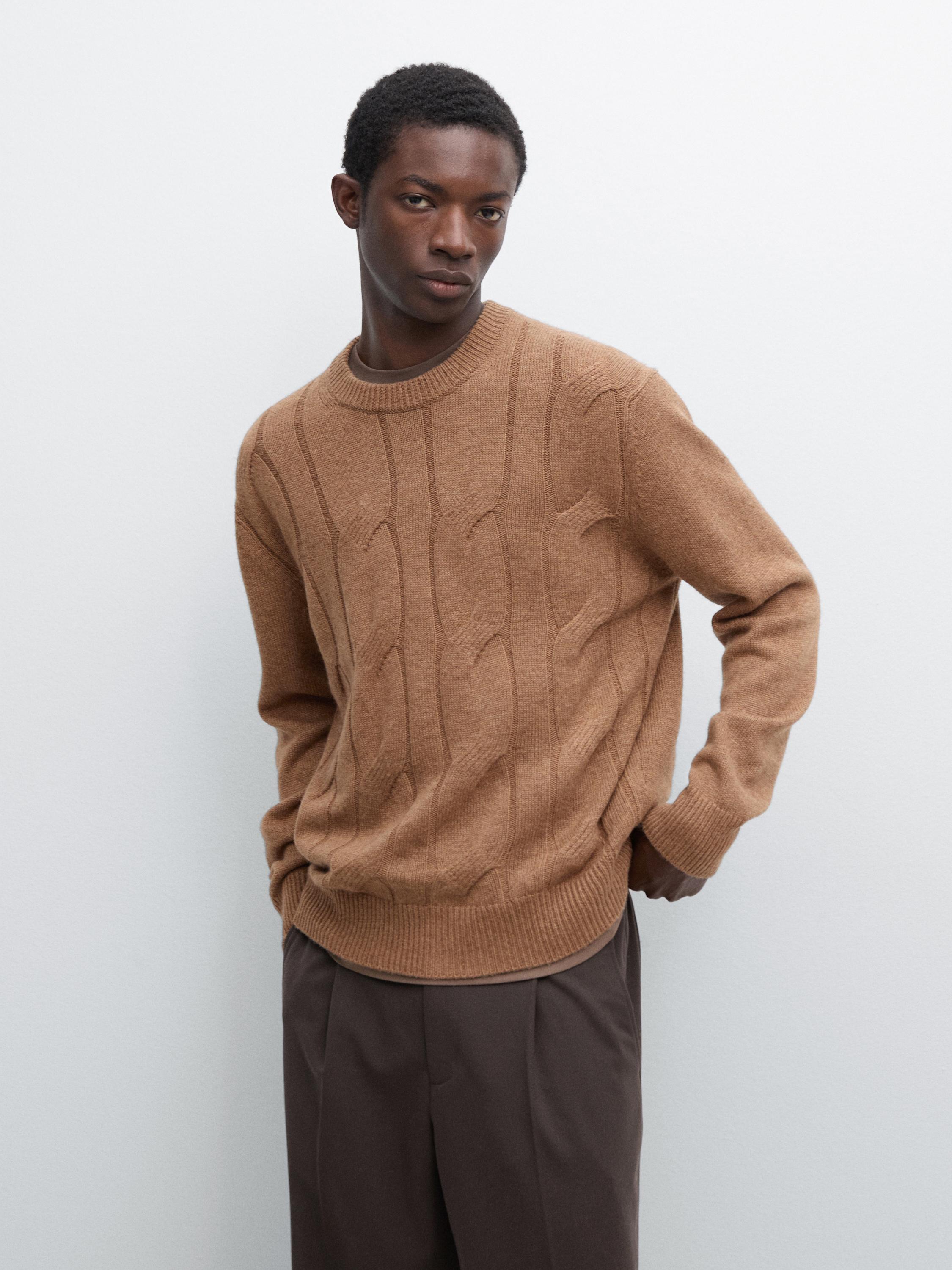 Wool blend cable-knit sweater