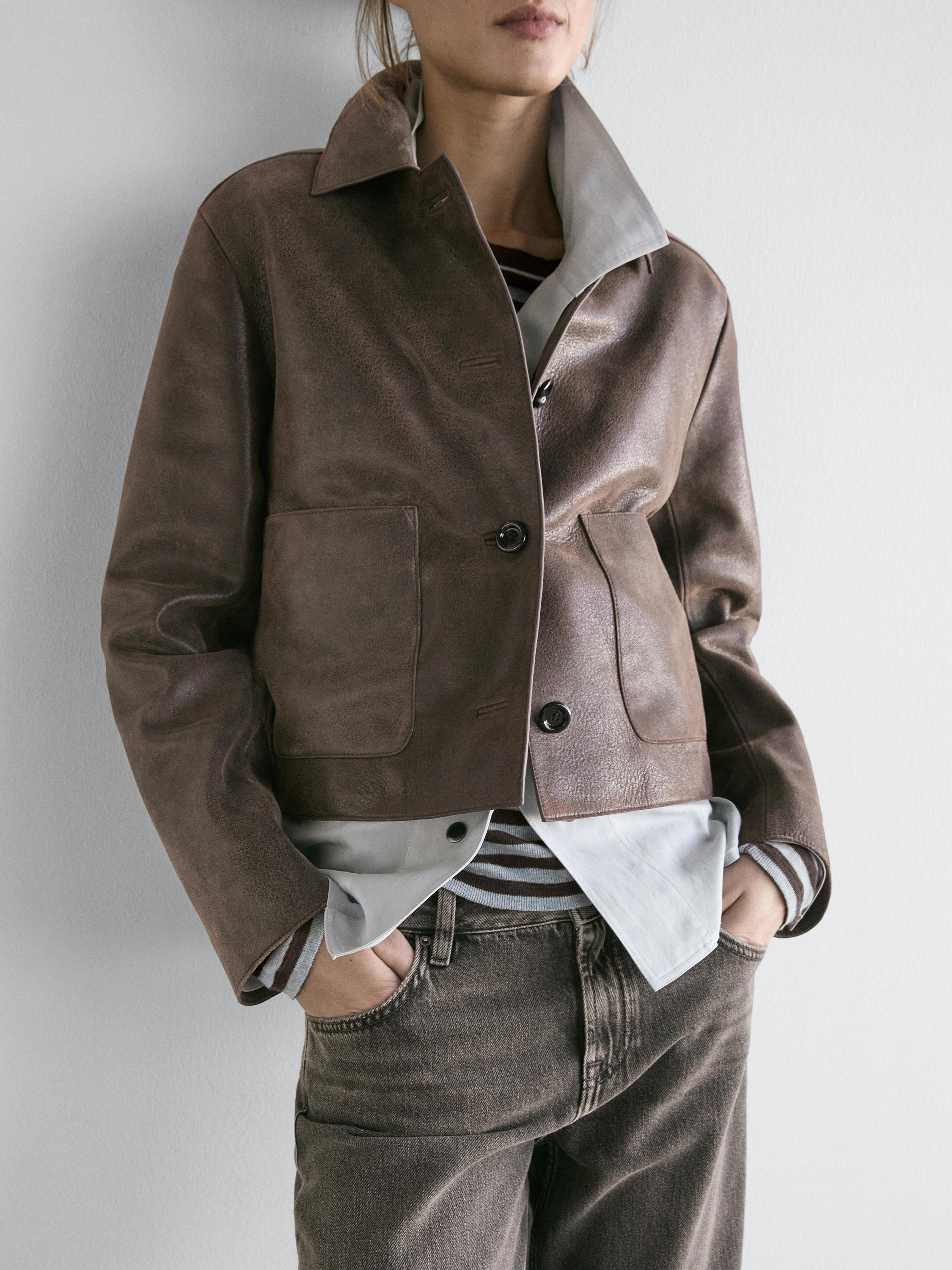 Veste en cuir finition daim
