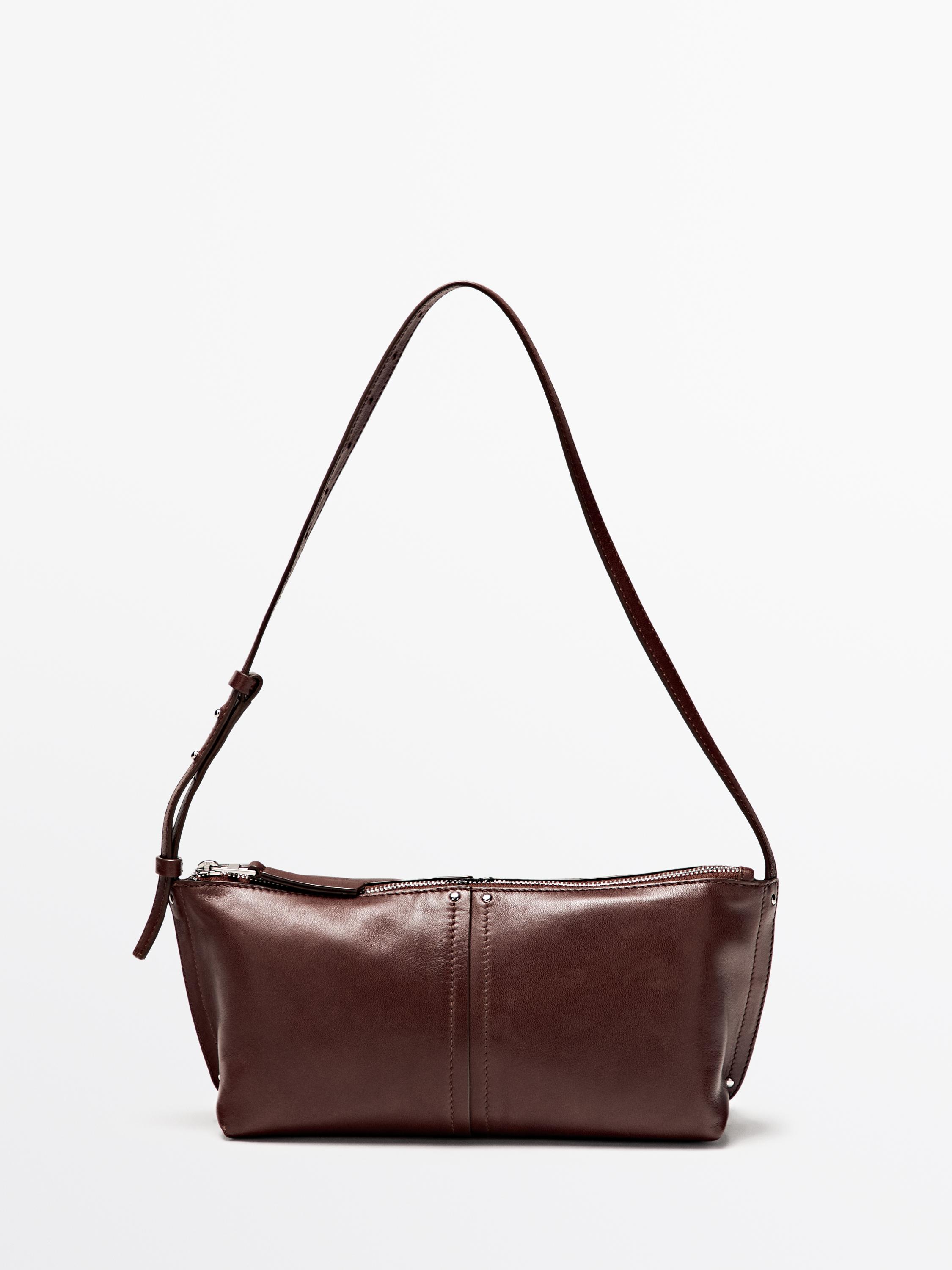 Nappa leather shoulder bag — BURGUNDY