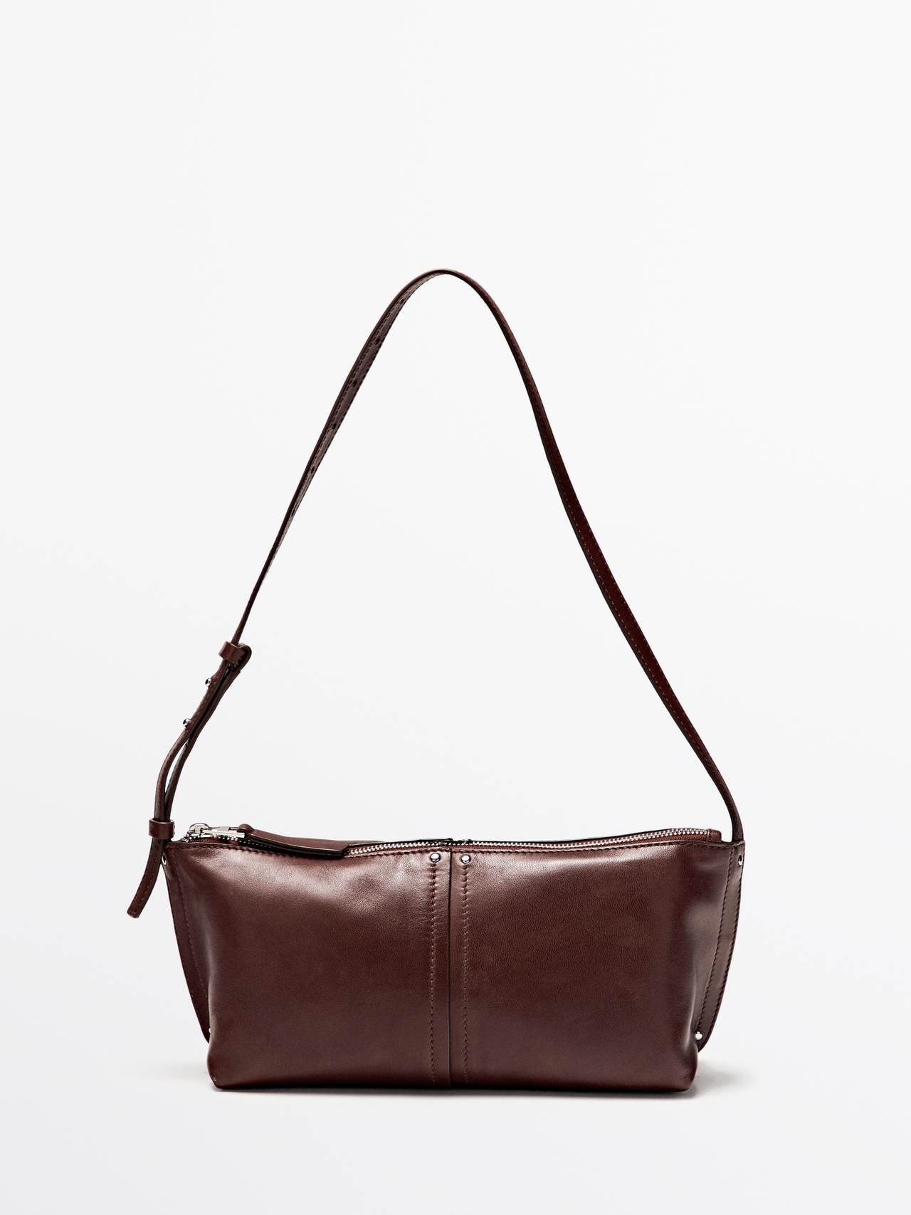Nappa leather shoulder bag — BURGUNDY