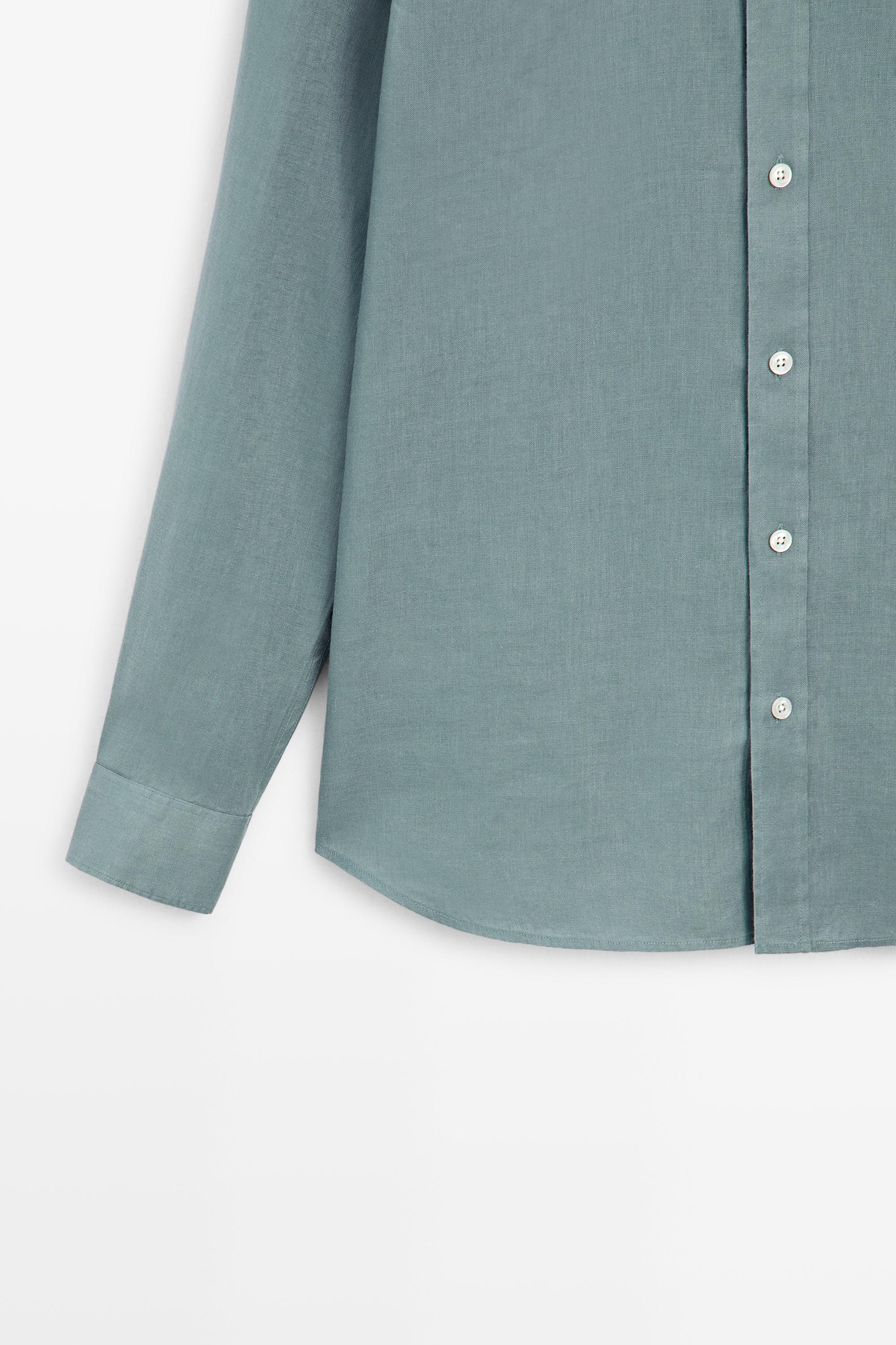 100% linen slim fit shirt — DEEP BLUE