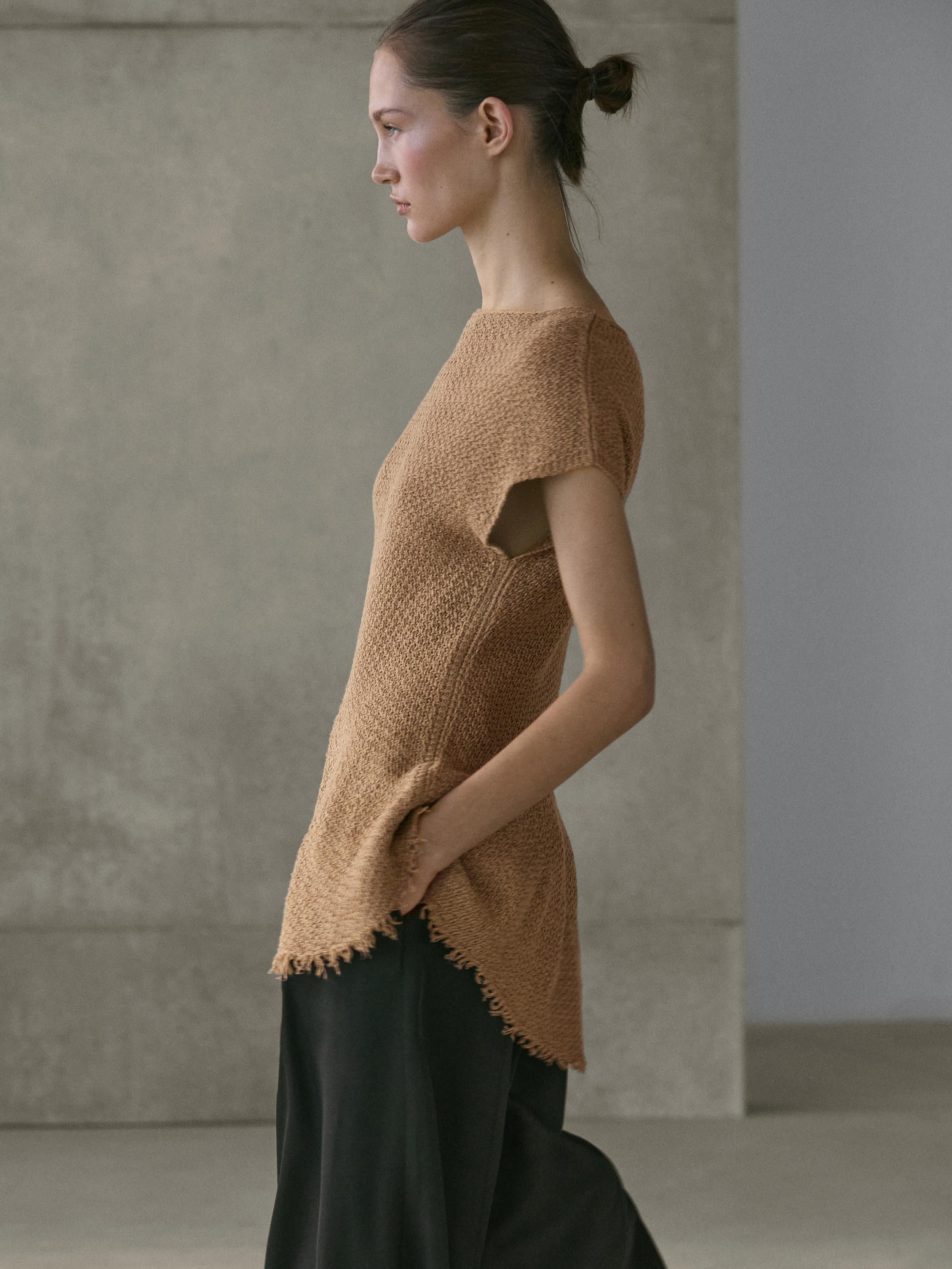 Frayed 100% linen top