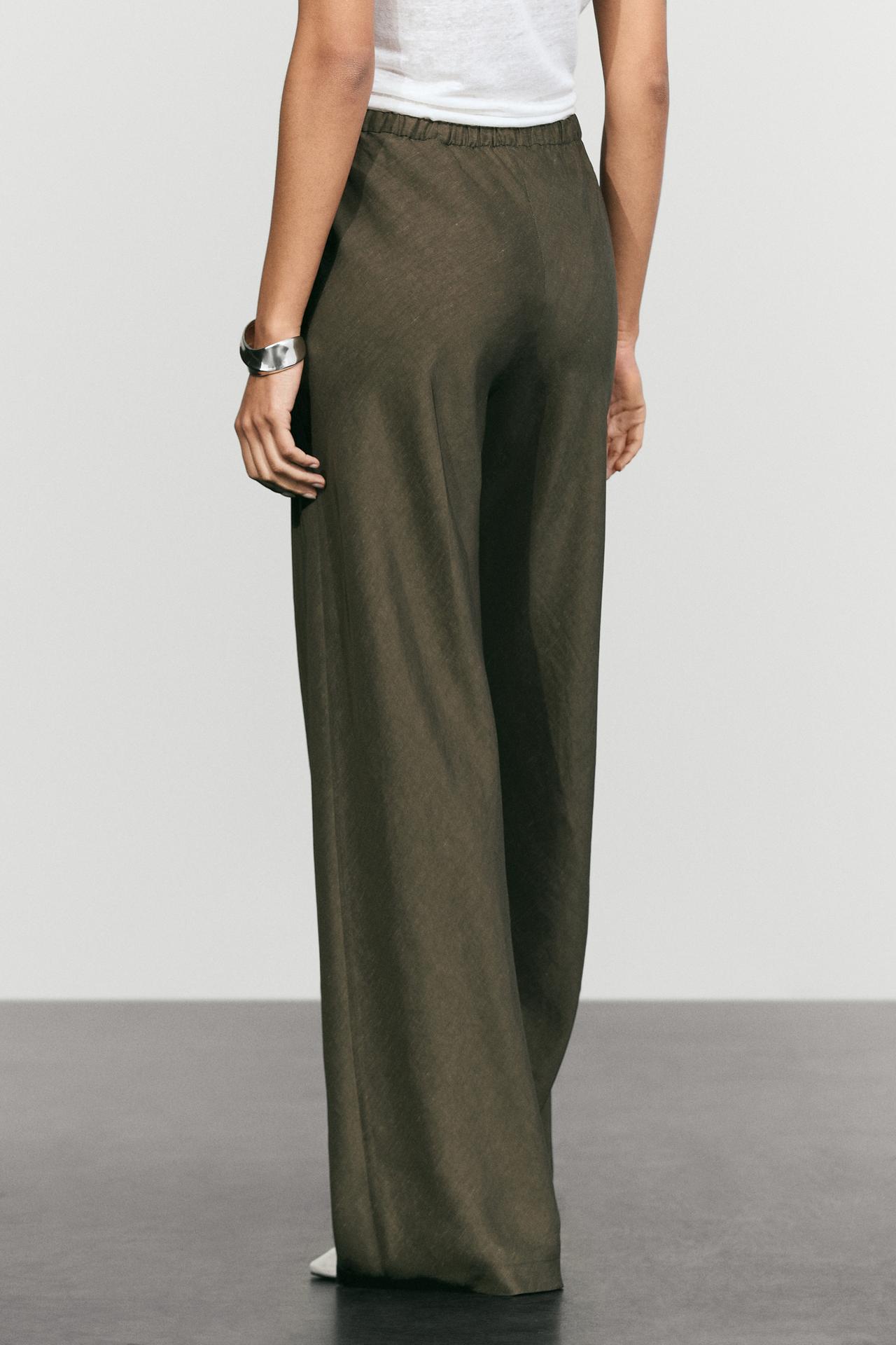 Flowy total-look co-ord pants — DARK KHAKI