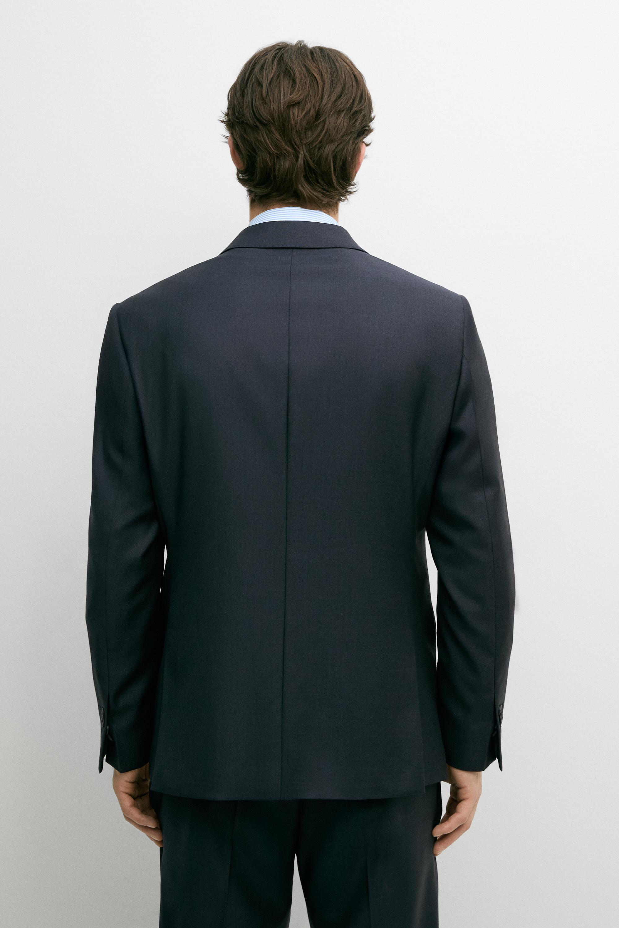 100% wool suit blazer — NAVY BLUE