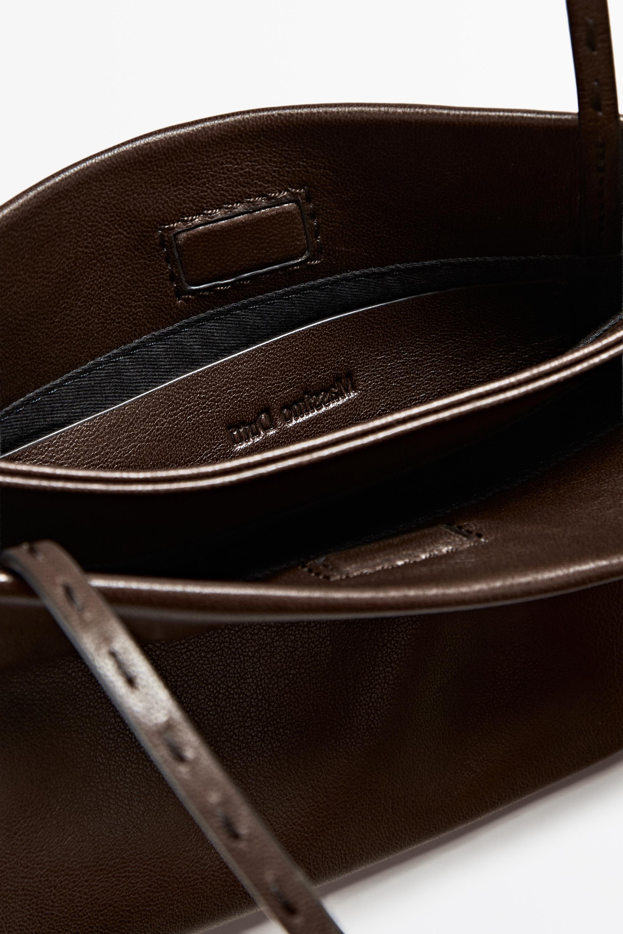 Nappa leather double compartment bag — BROWN