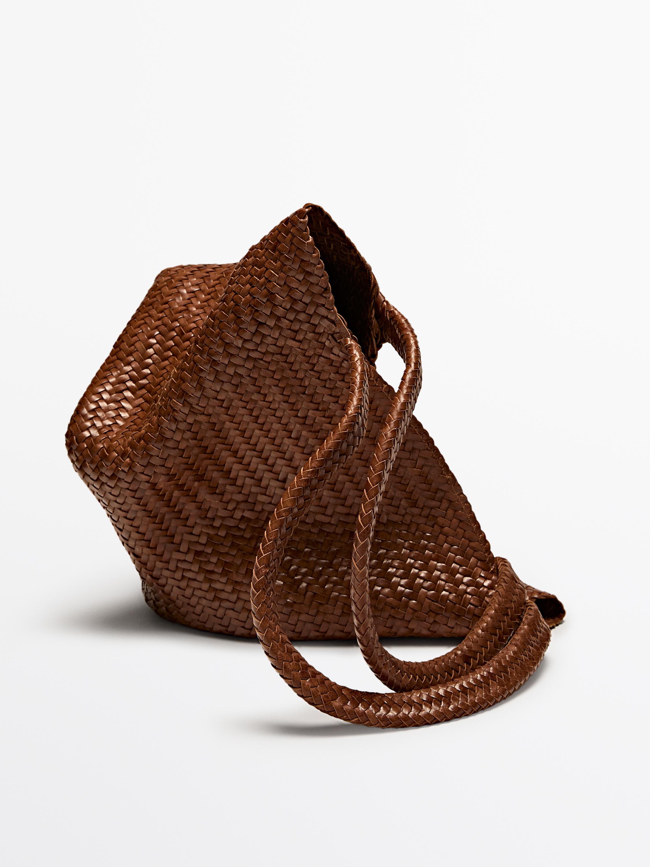 Medium braided nappa leather tote bag