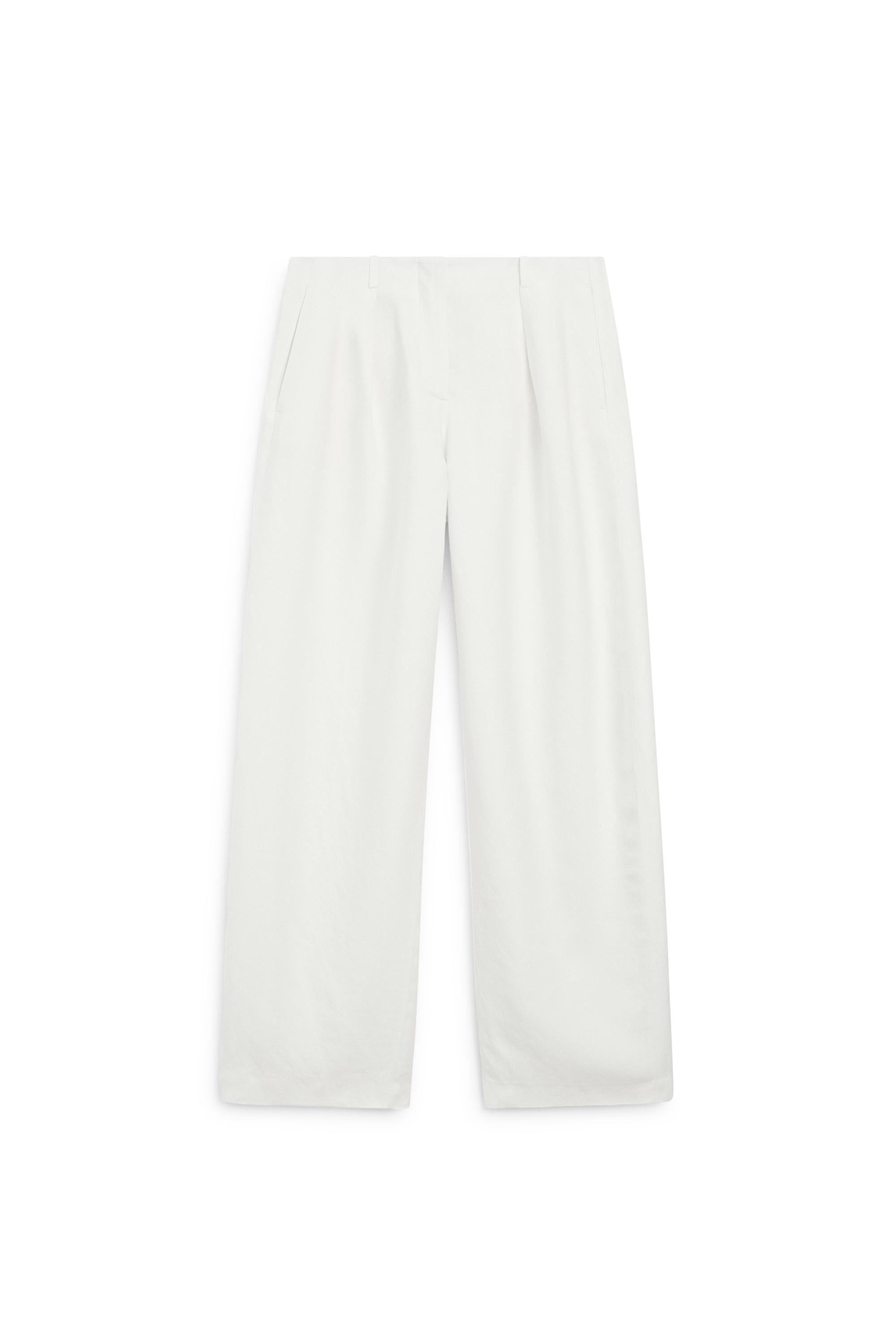 Flowing linen blend trousers with darts - LIMITED EDITION — Off white