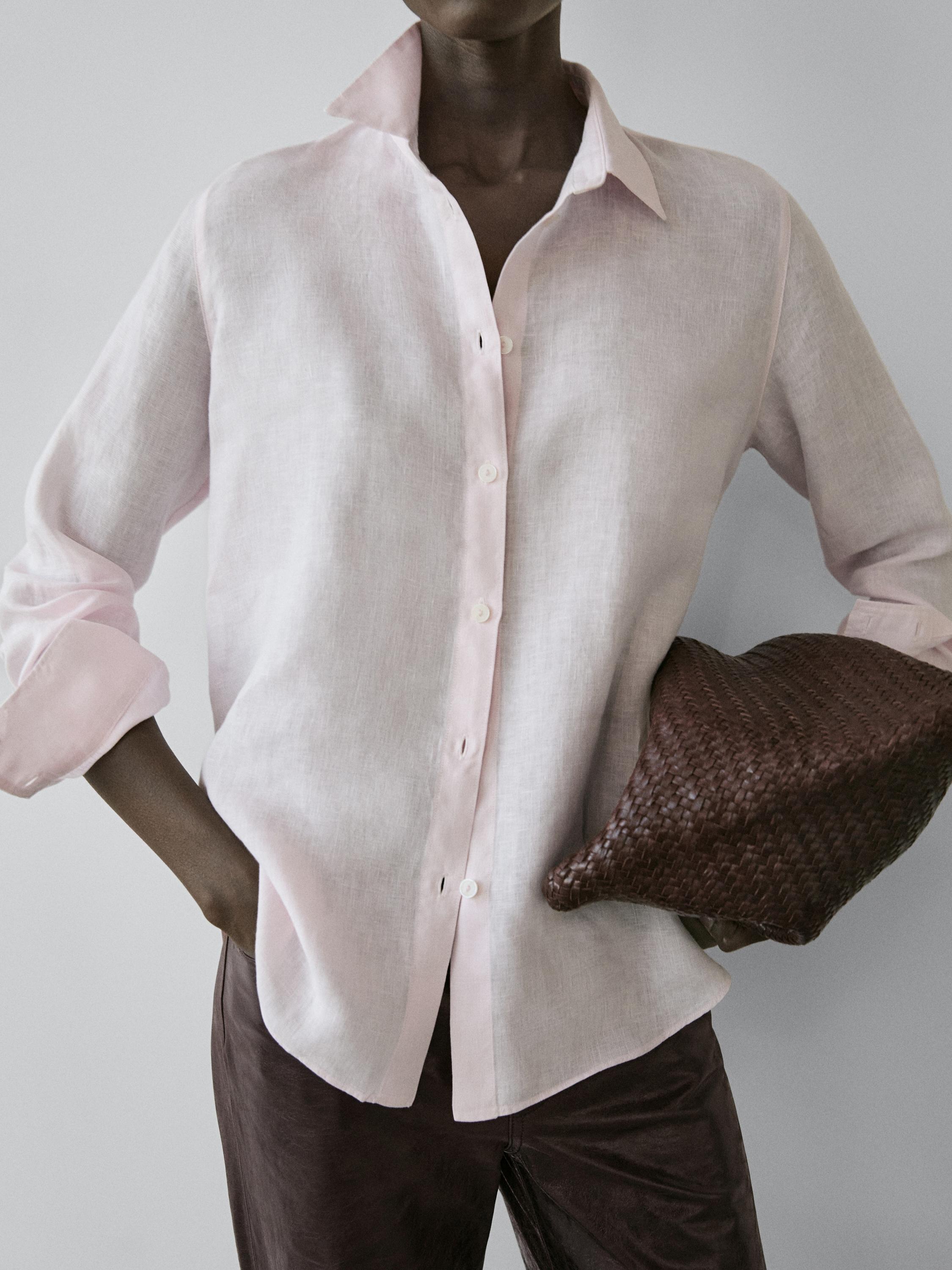 Flowing 100% linen shirt — PINK