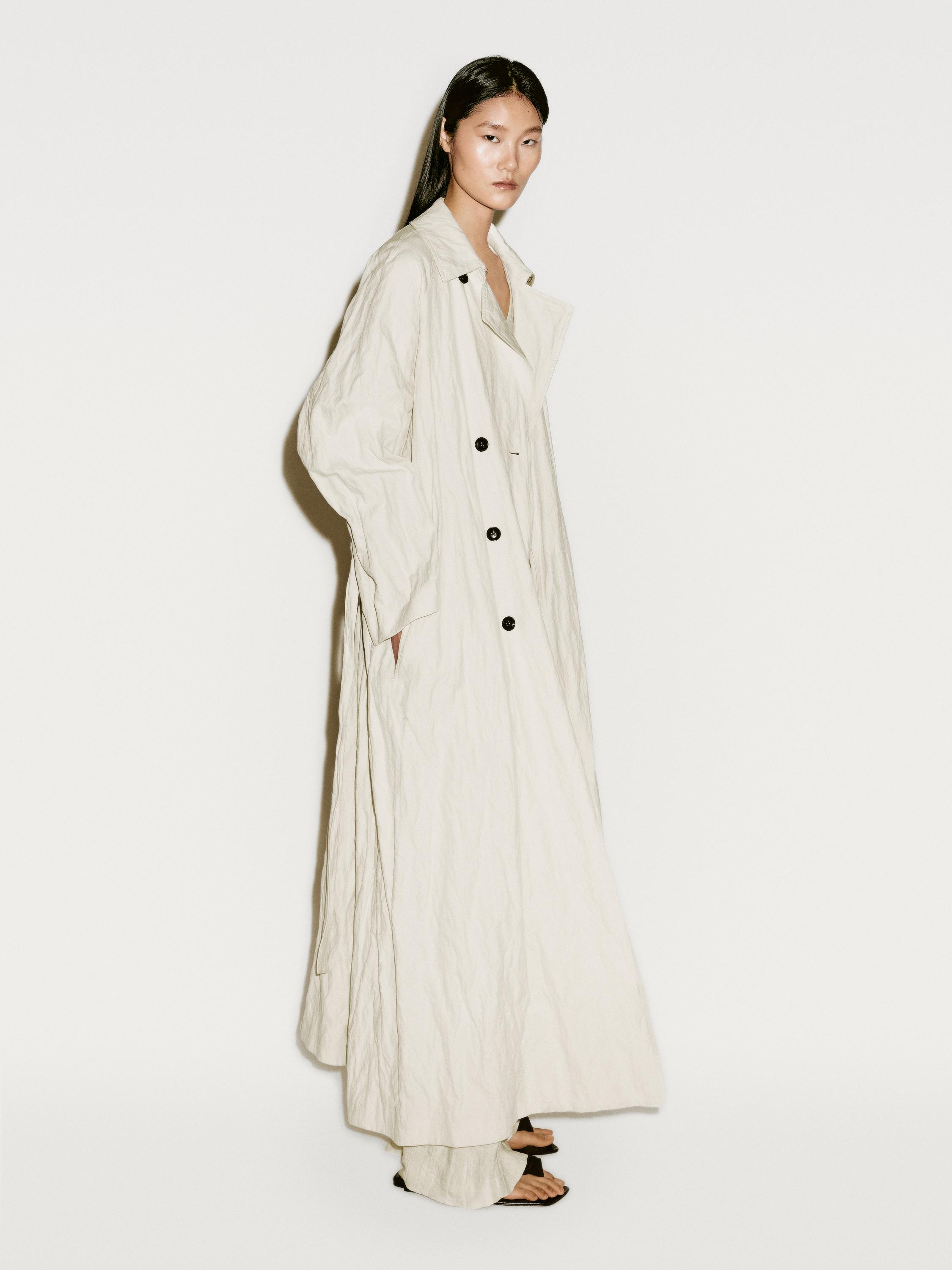Long voluminous cotton blend trench coat - Limited Edition