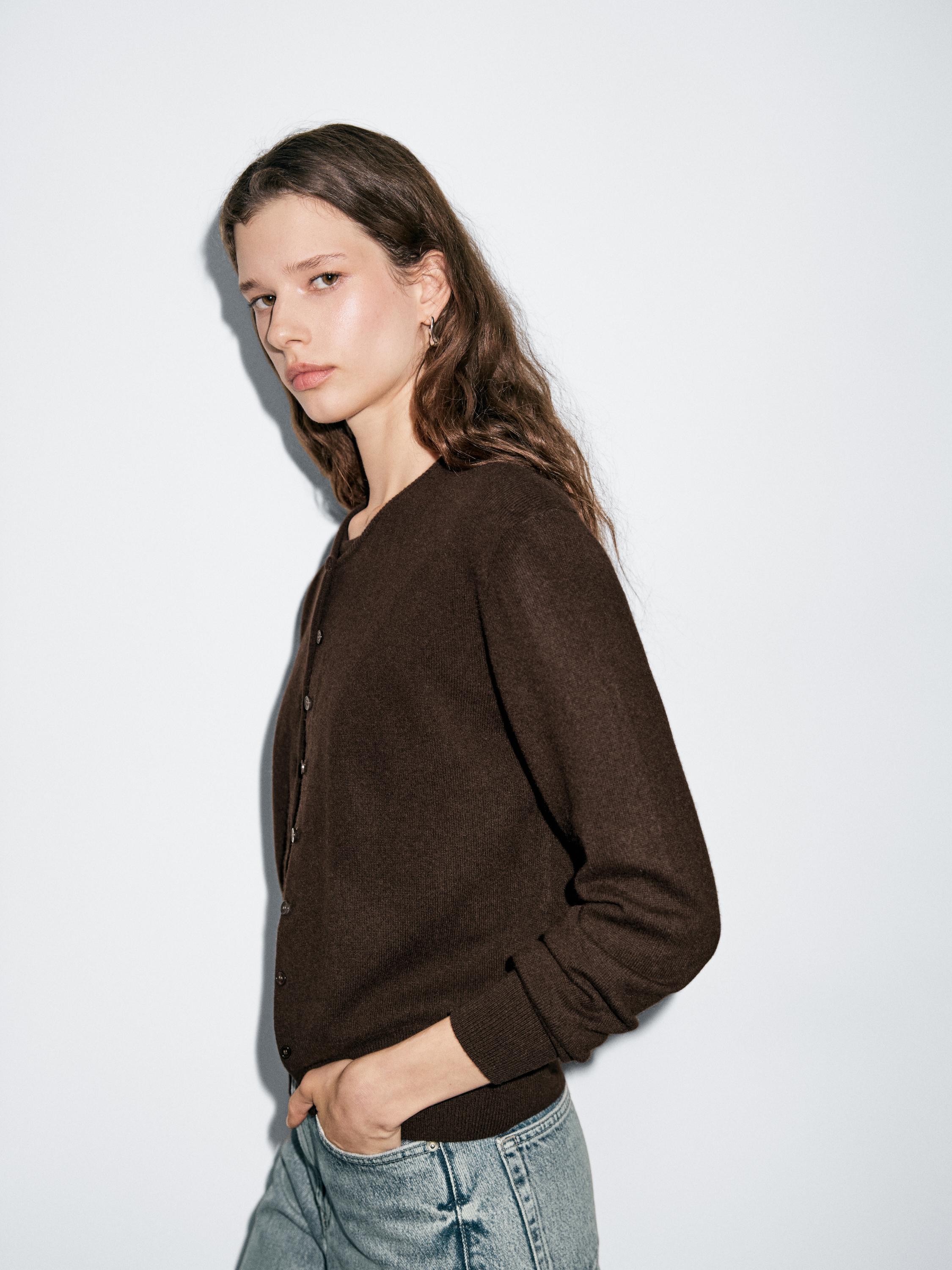 Wool blend knit cardigan