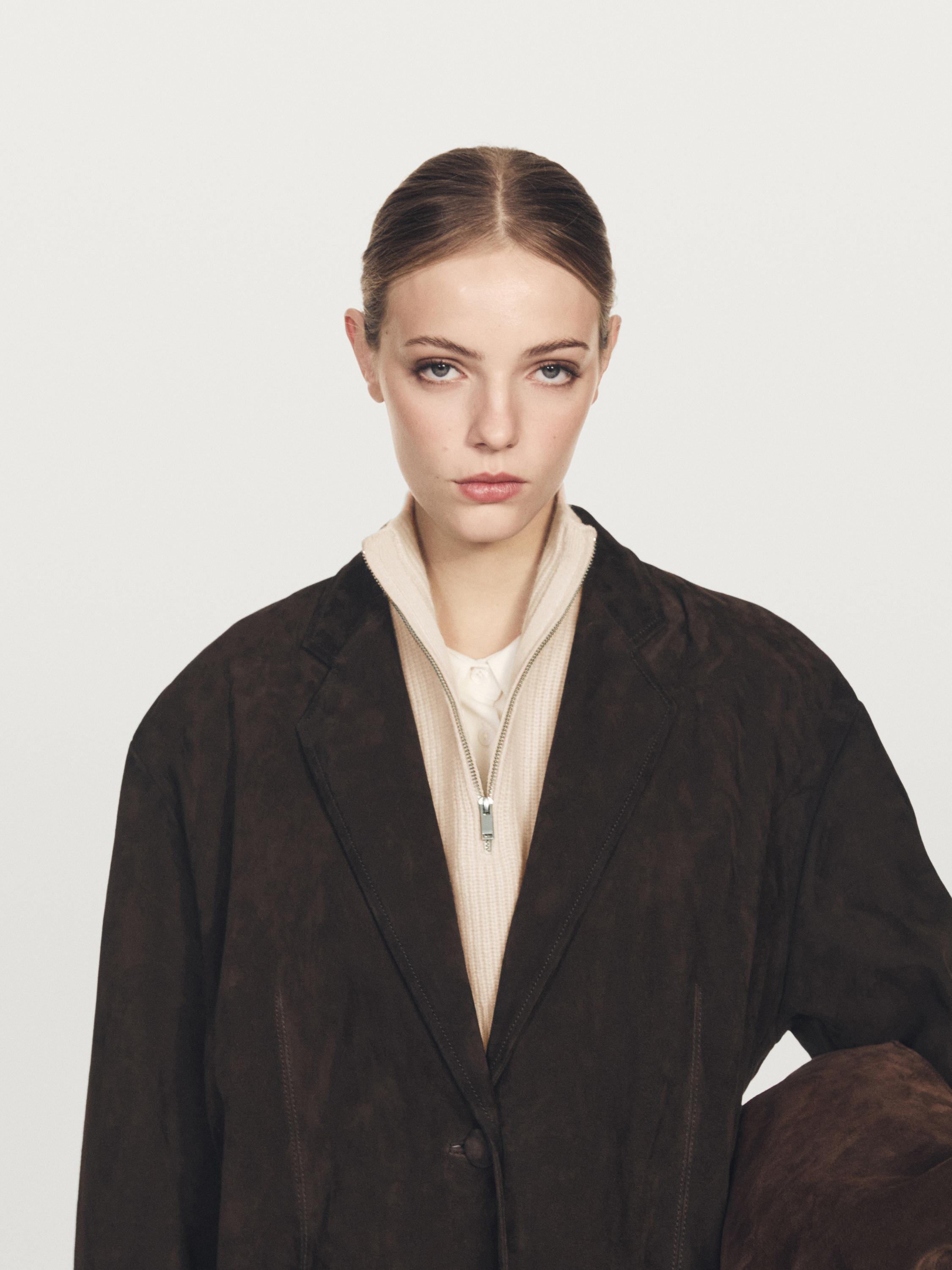 Short Zip-Up Dickie Wool Blend - Cream - 01 - Massimo Dutti - Female