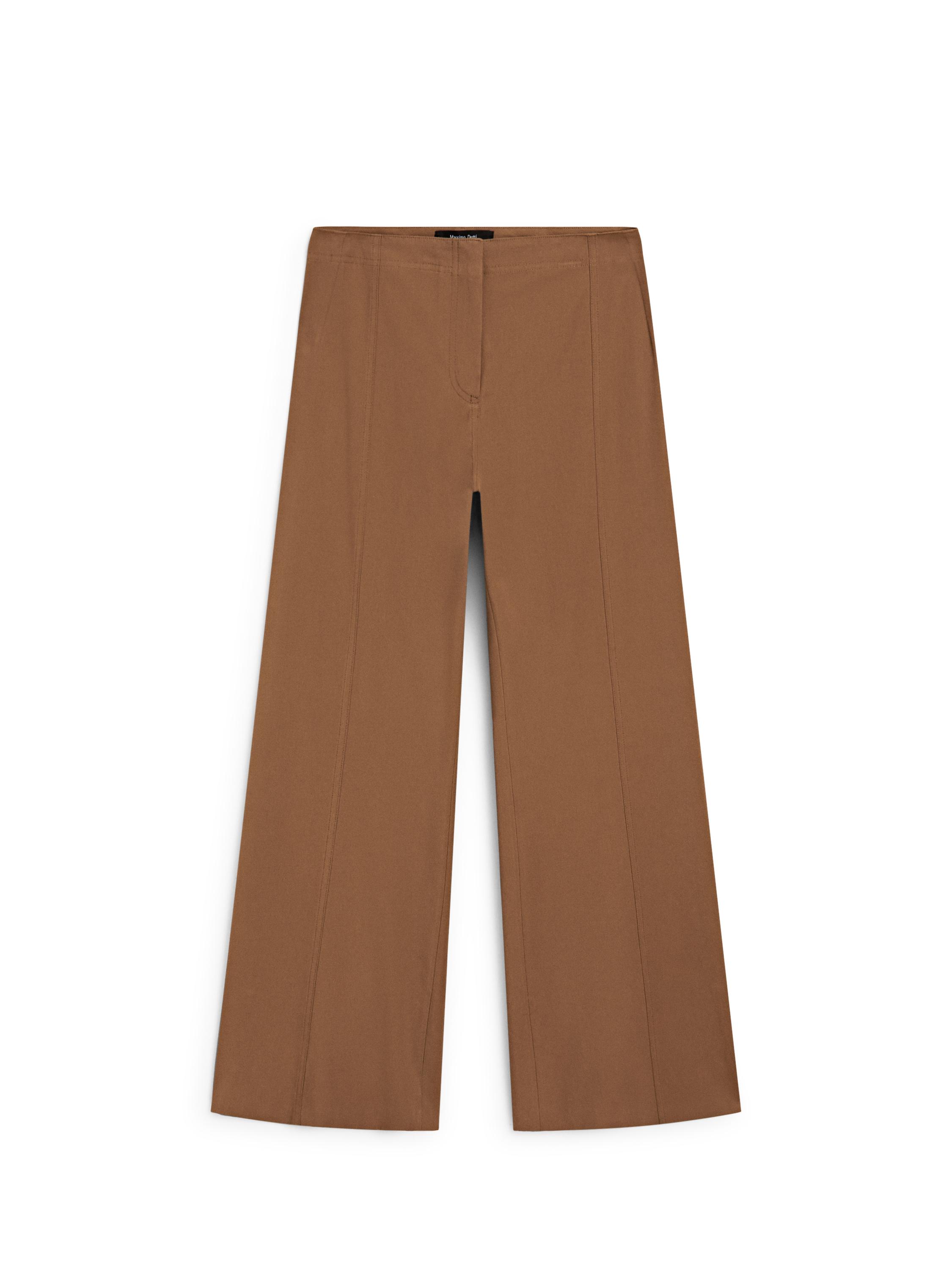 Cotton blend flared pants — Tobacco brown