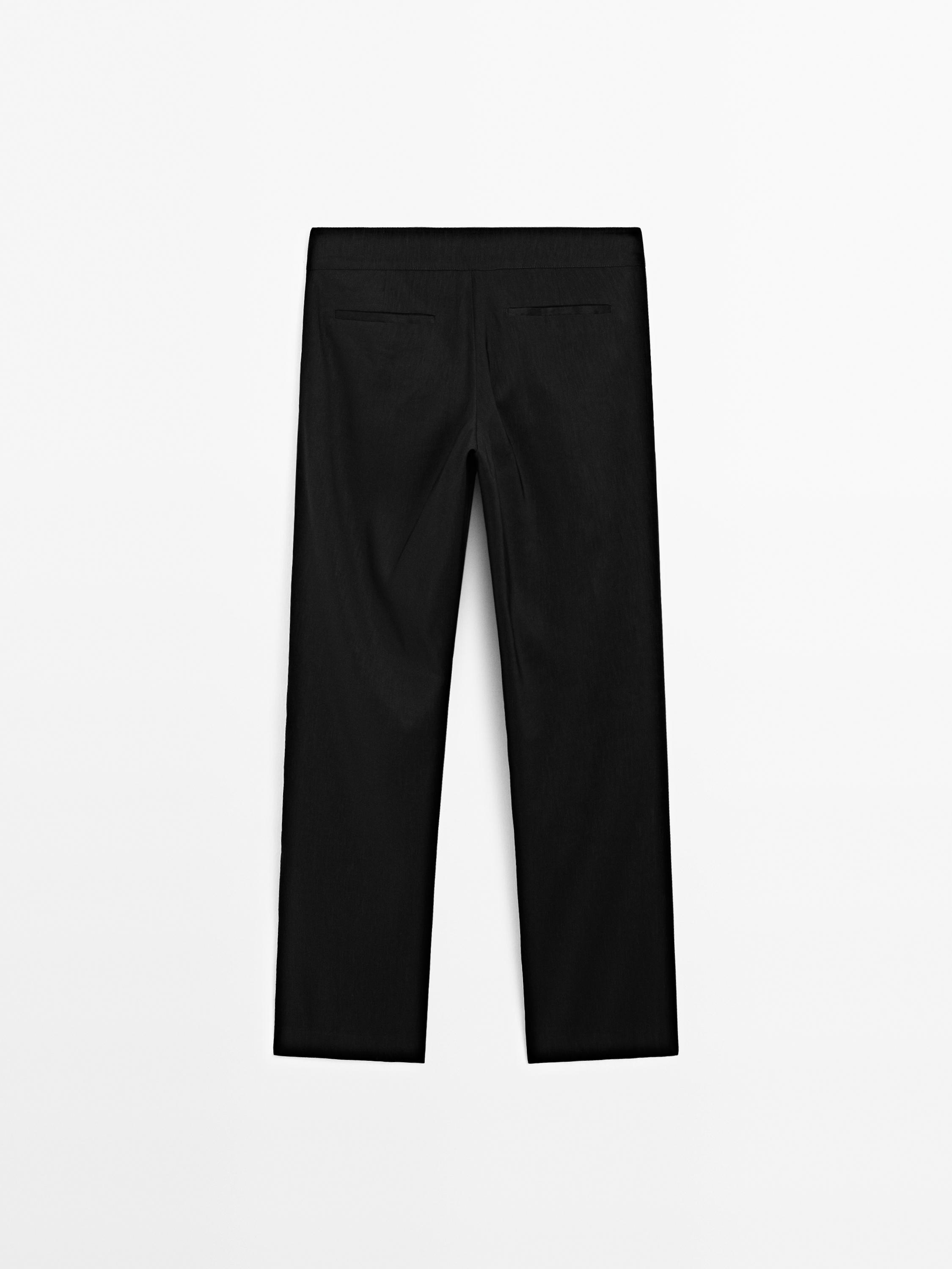Straight-leg low-rise stretch trousers