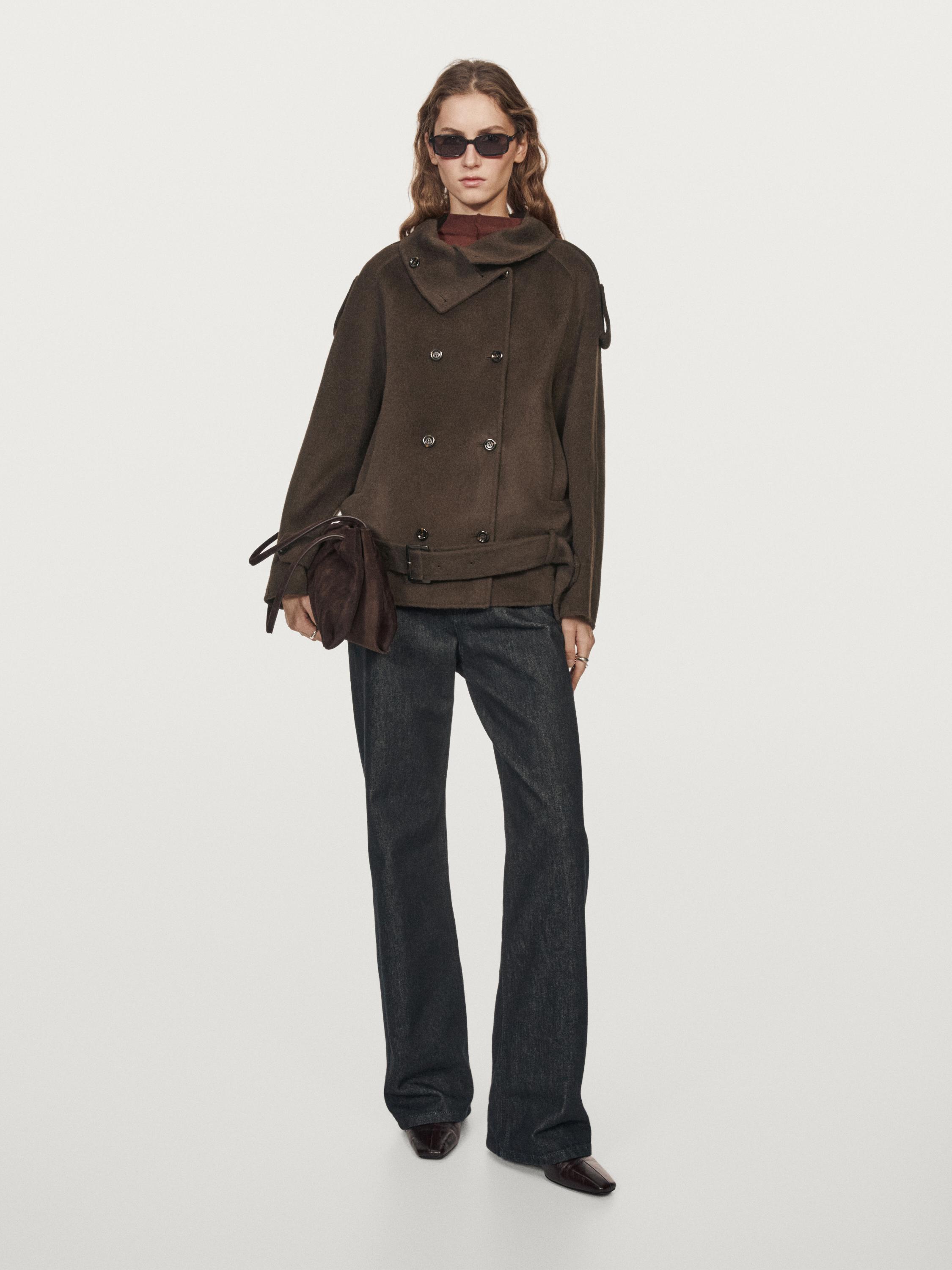 Abrigo trench mezcla lana