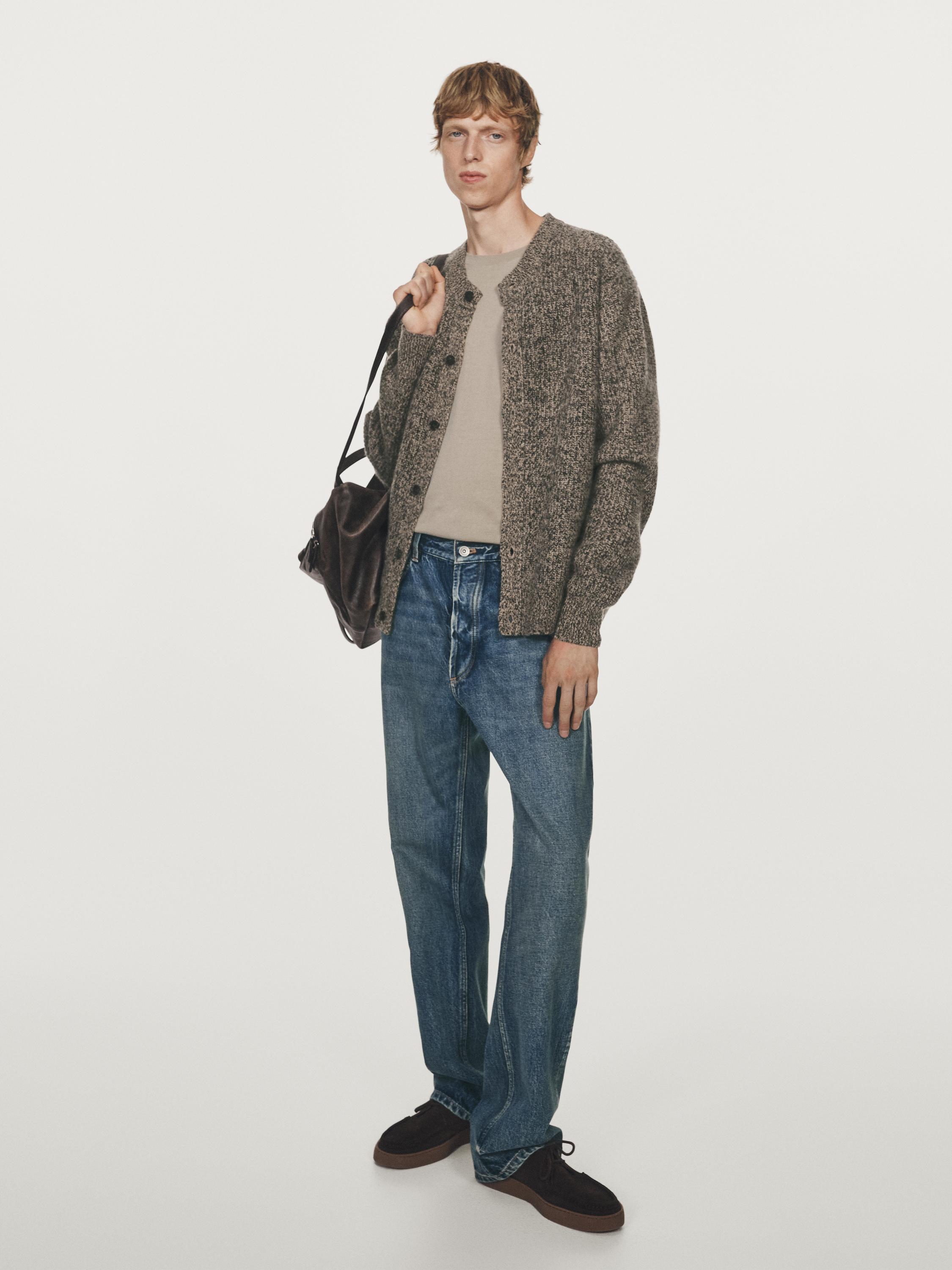 كارديغان محاك مرقط صوف 100%