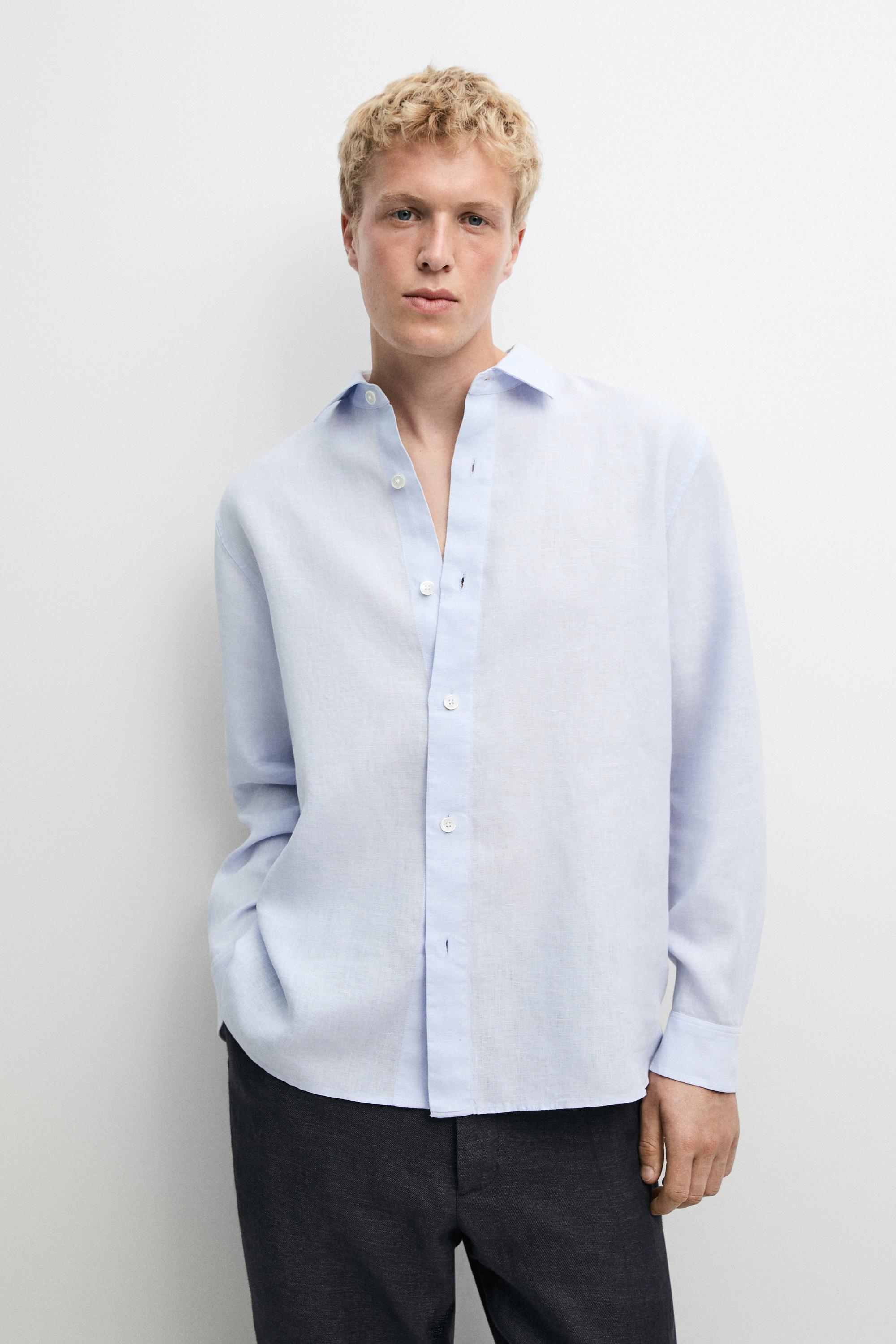 100% linen regular fit shirt — Sky blue