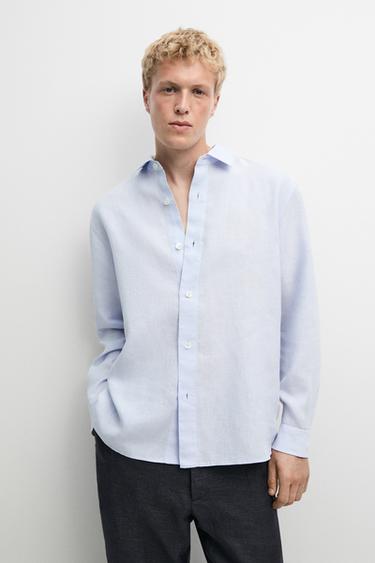 100% linen regular fit shirt — Sky blue 3