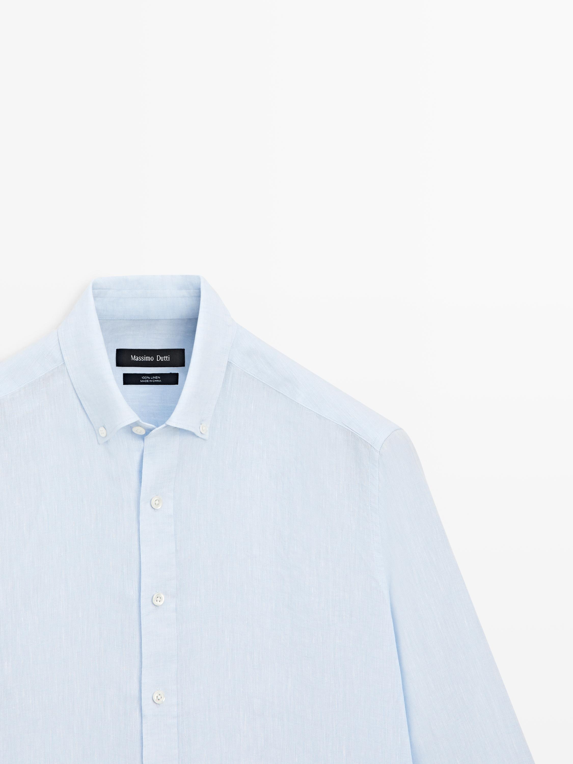 100% linen regular fit shirt — SKY BLUE