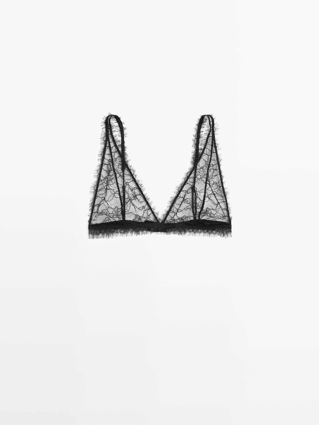 Massimo Dutti - Dame - Blondebralette Med Frynset Detalje - Sort - Xs