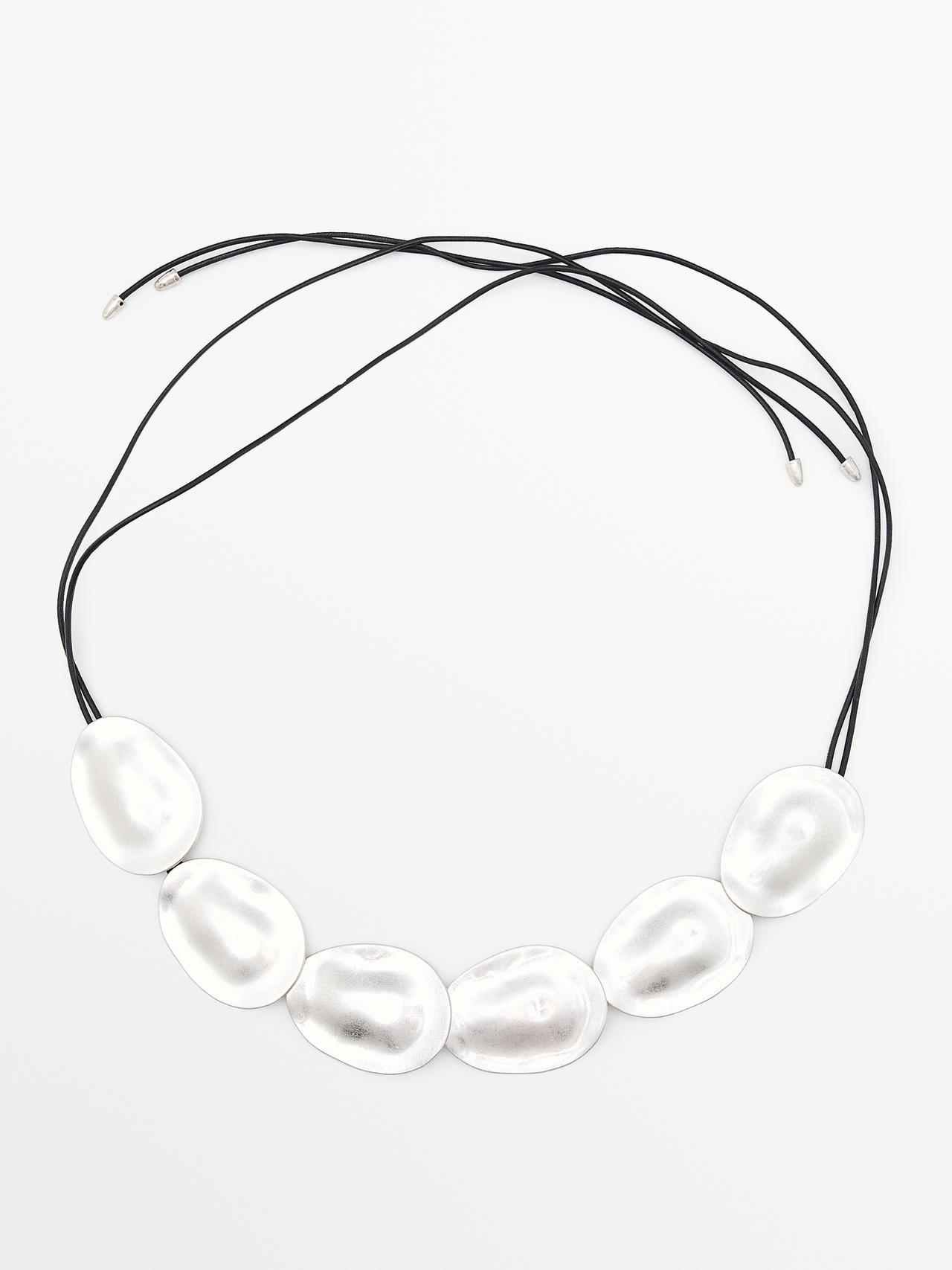 Massimo Dutti - Dame - Bælte Med Ovale Metaldele - Sølv - 01