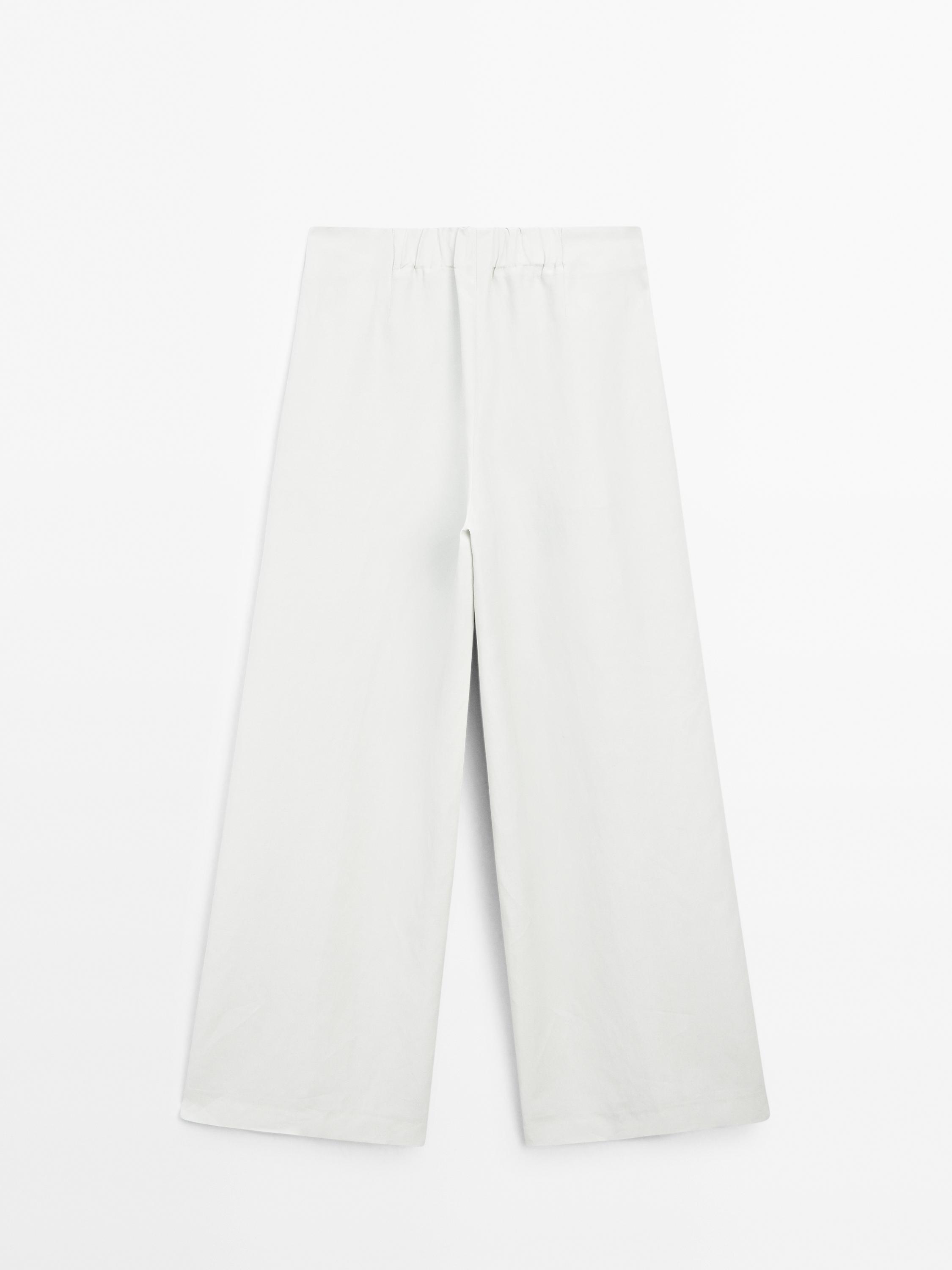 Straight-leg flowing trousers with darts