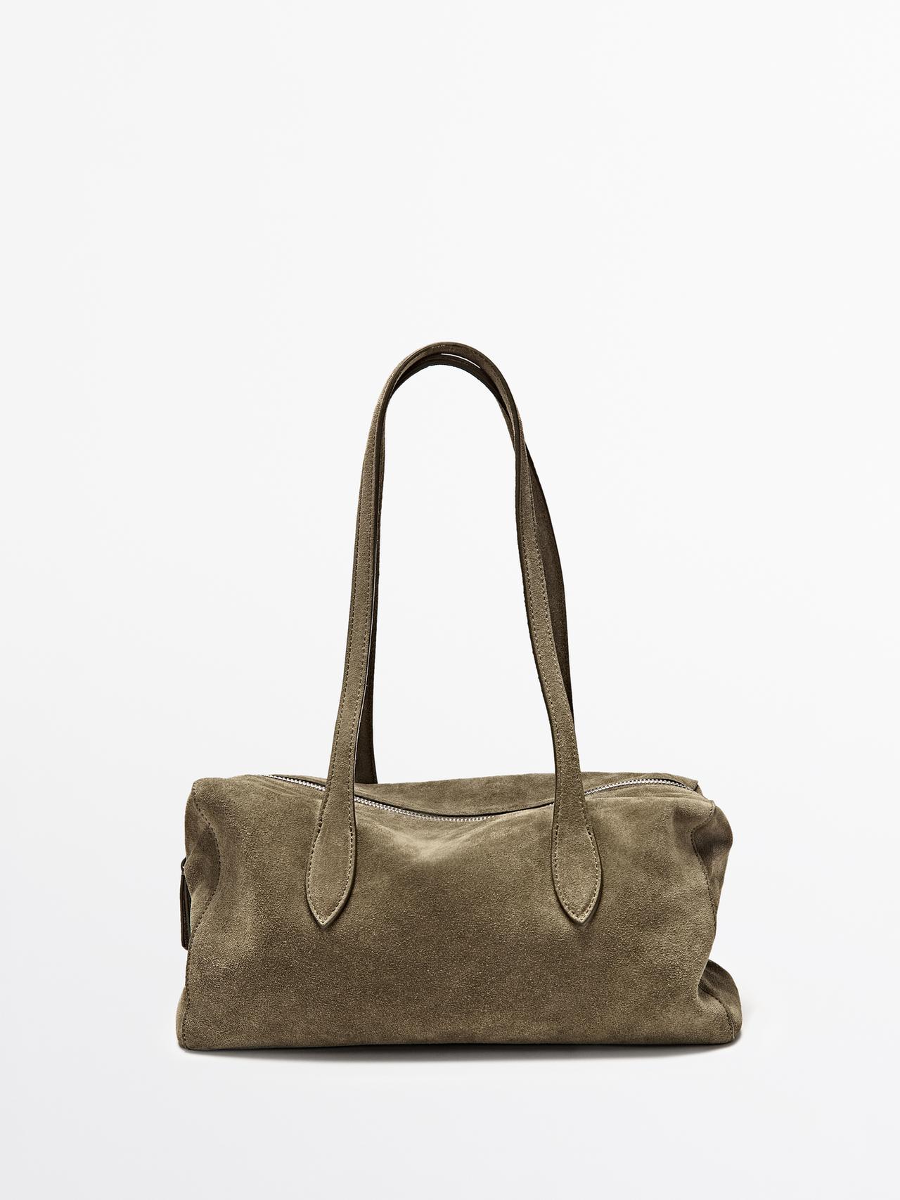 Massimo Dutti - Dame - West Satchel-Taske I Spaltlæder - Brun - 01