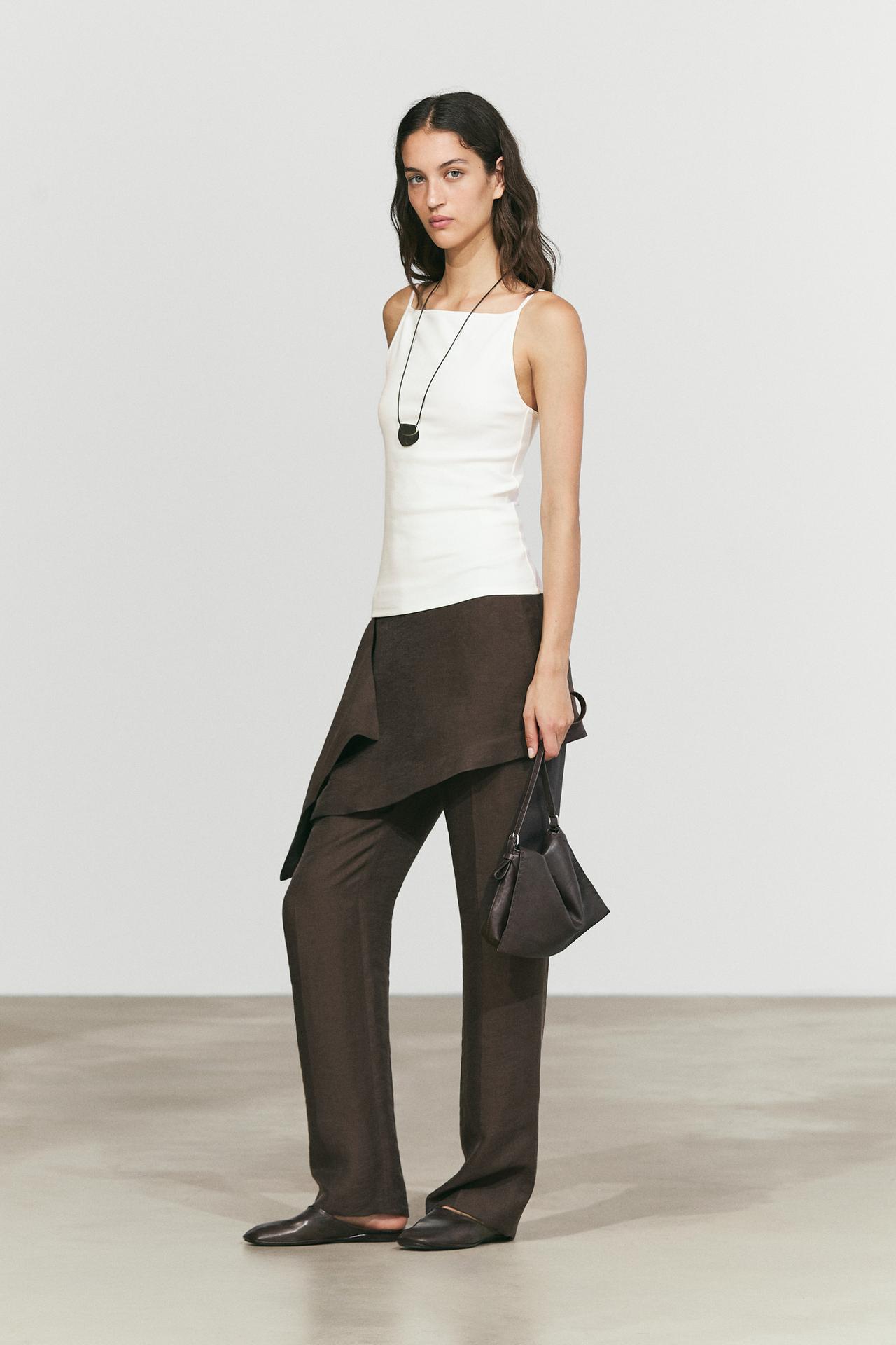 Cotton blend camisole top — WHITE