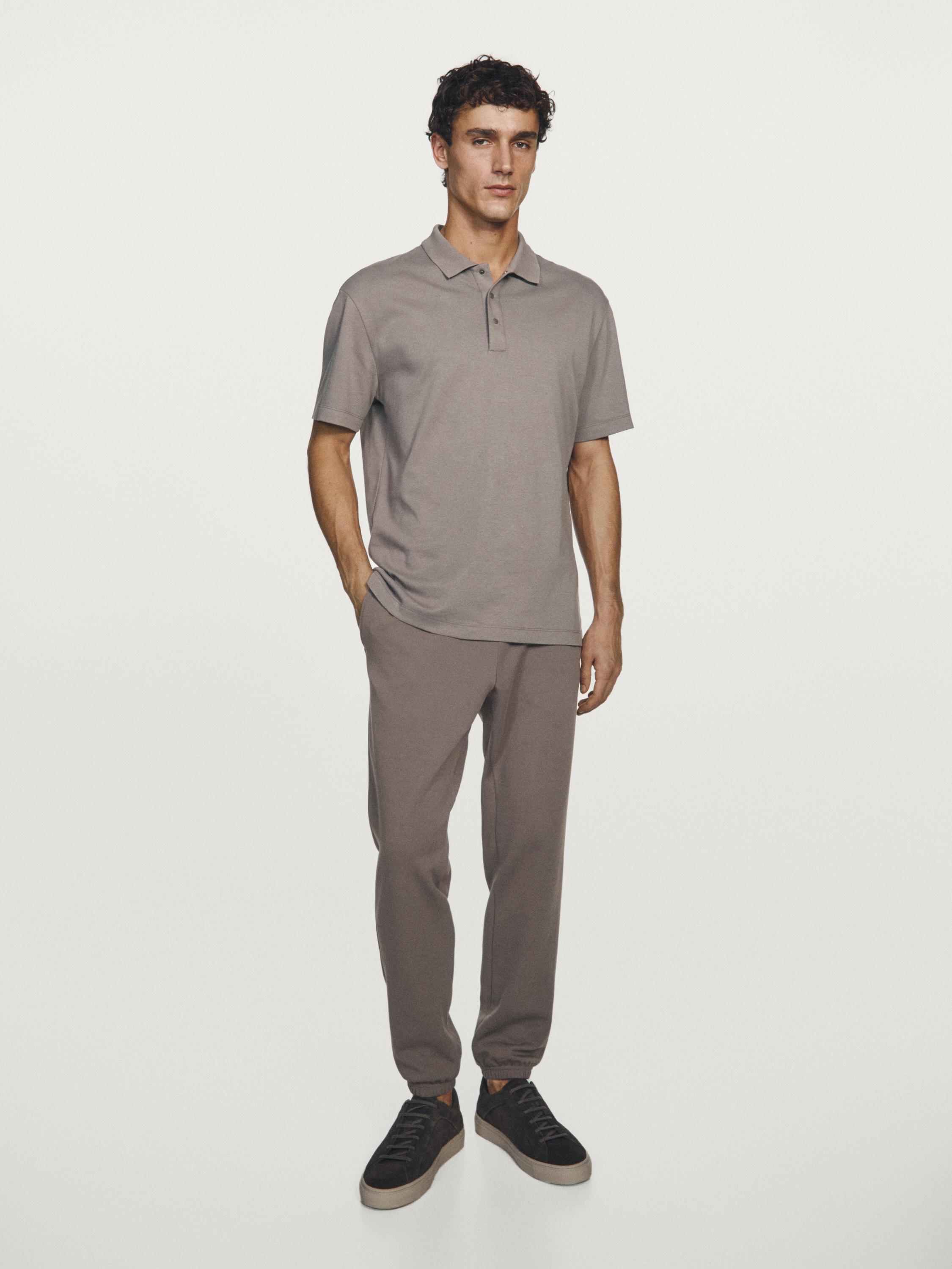 Short sleeve cotton polo shirt — PALE OCHRE