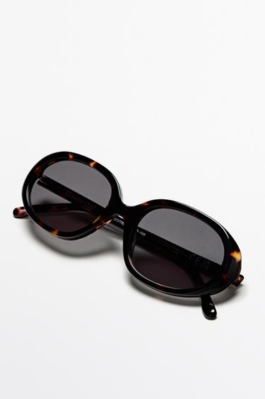 Oval tortoiseshell-effect sunglasses — BROWN 4