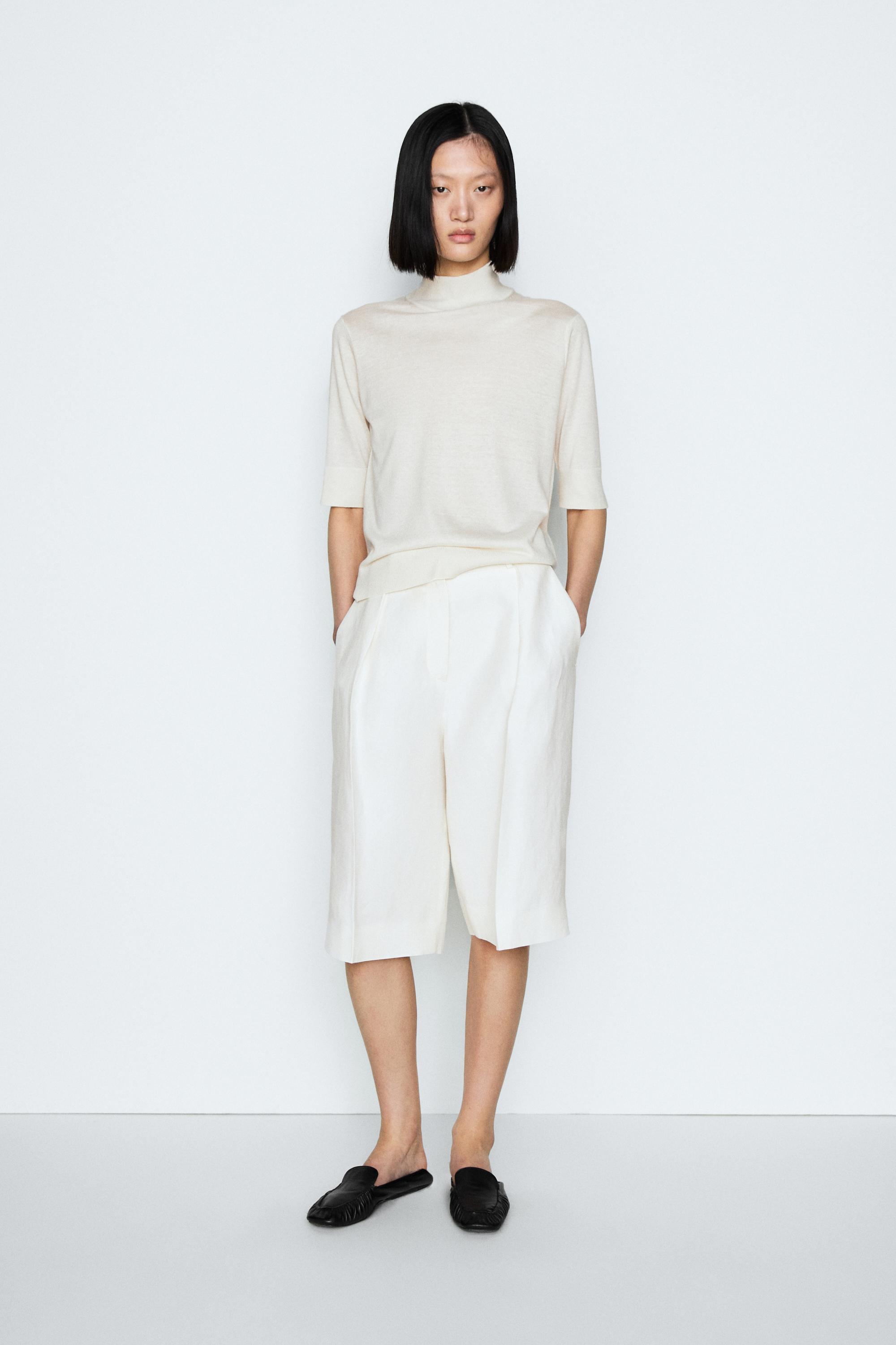 Silk blend knit sweater with back detail - STUDIO — IVORY