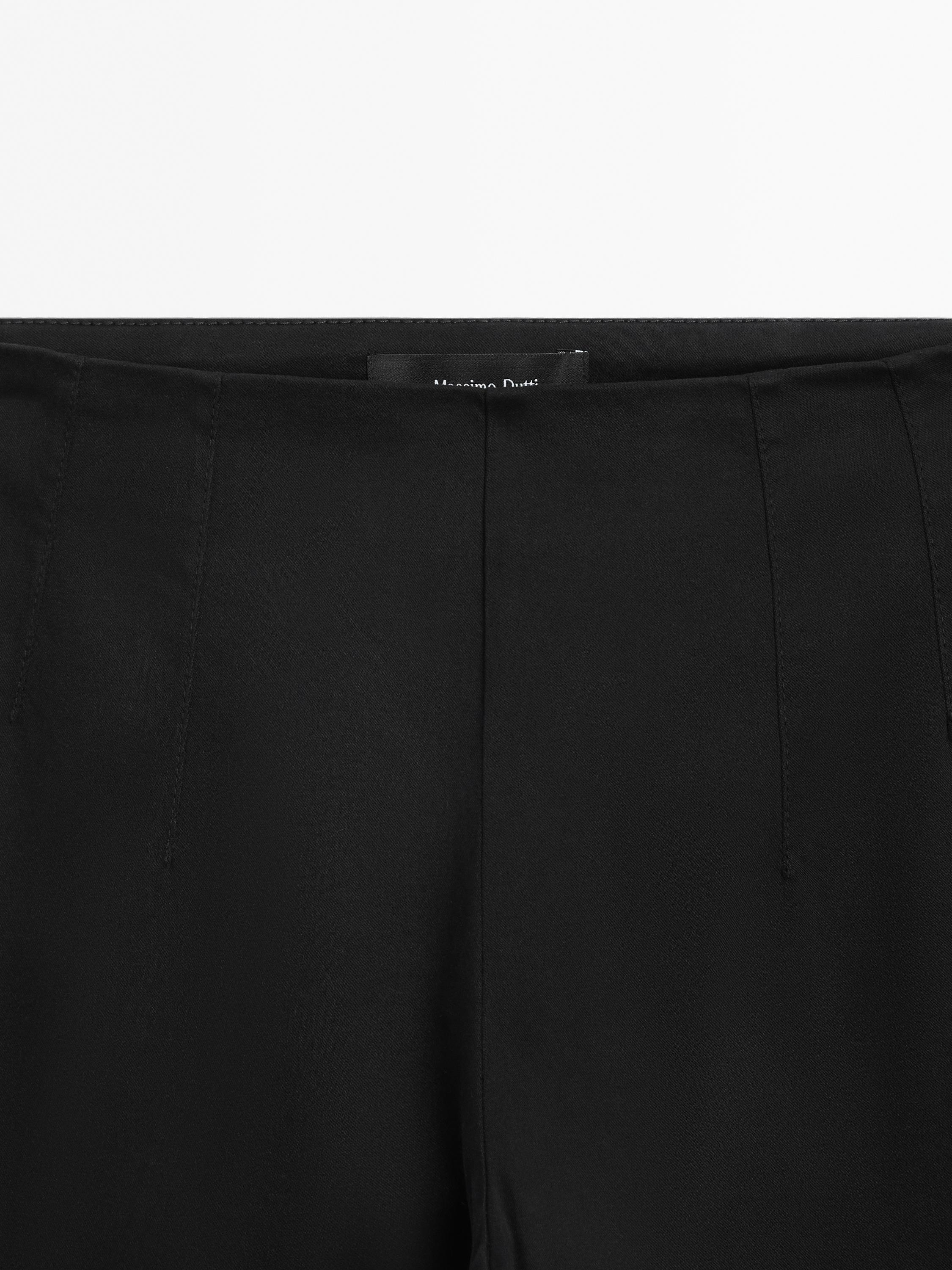 Mid-rise stretch flared trousers