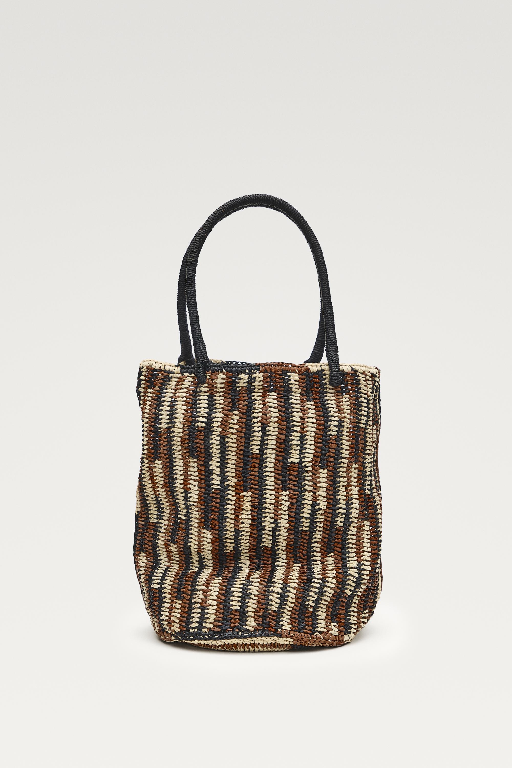 Mini raffia bucket bag — RUSSET