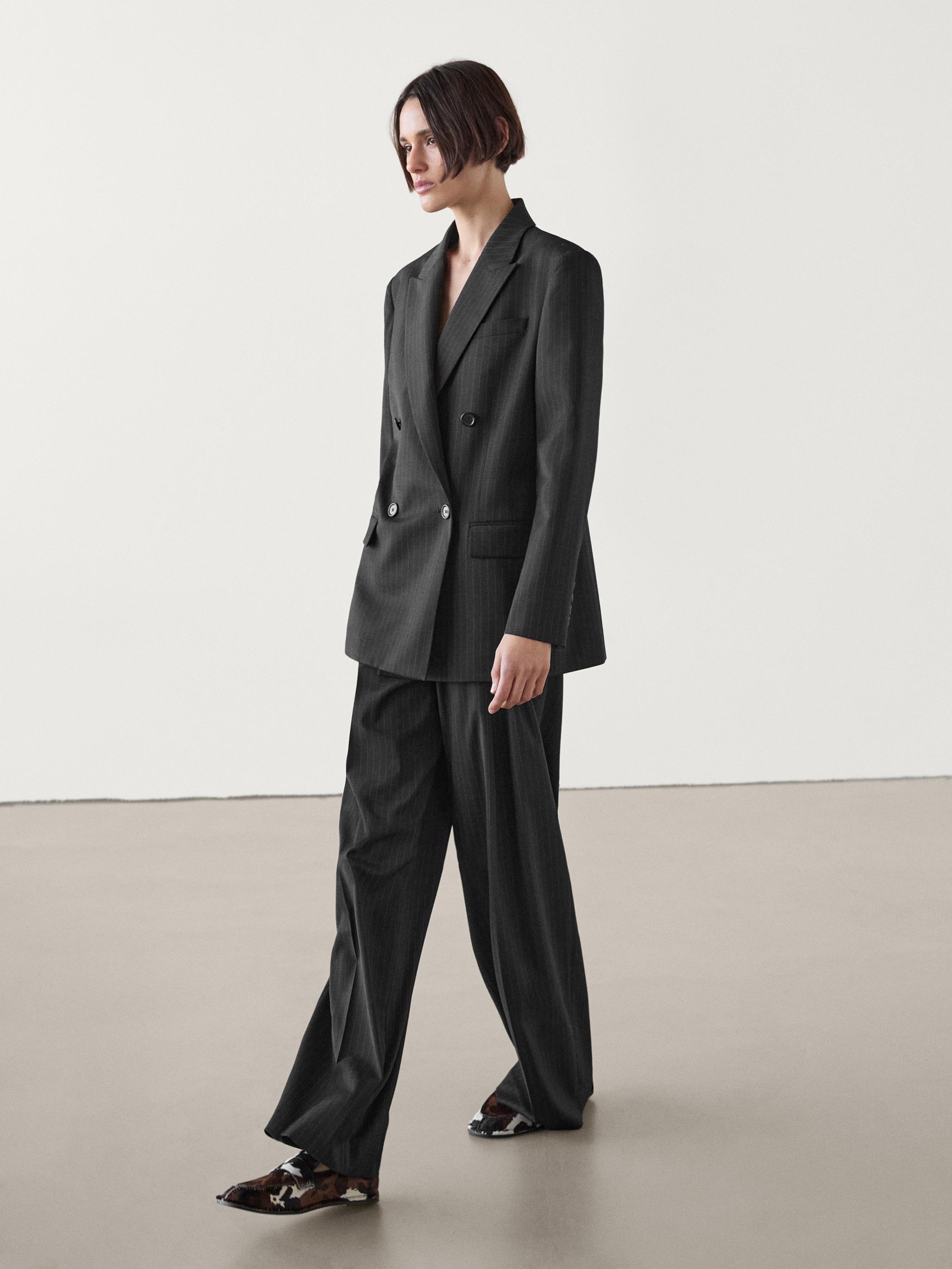 Pleated pinstripe trousers