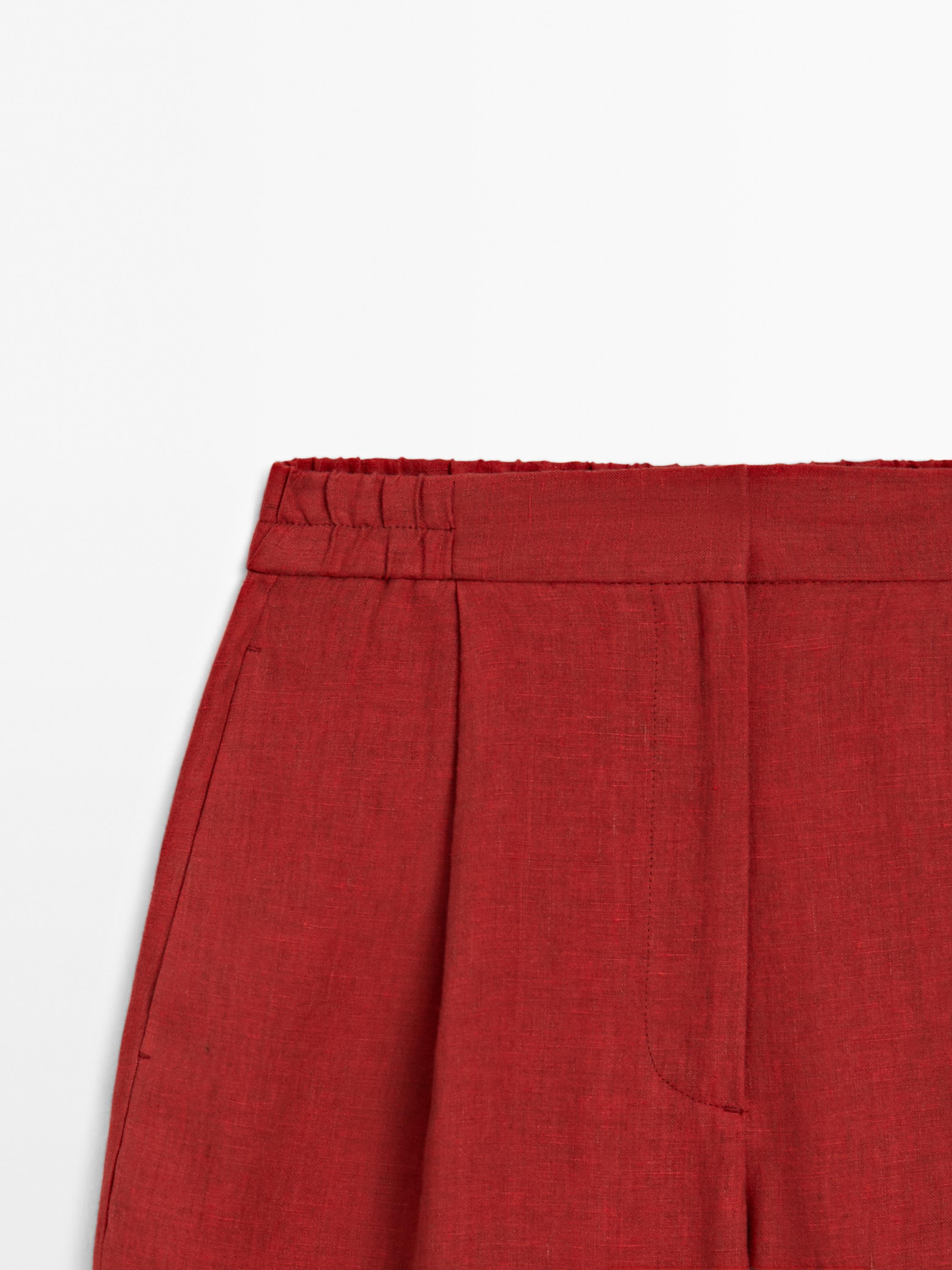 100% linen trousers with bow detail