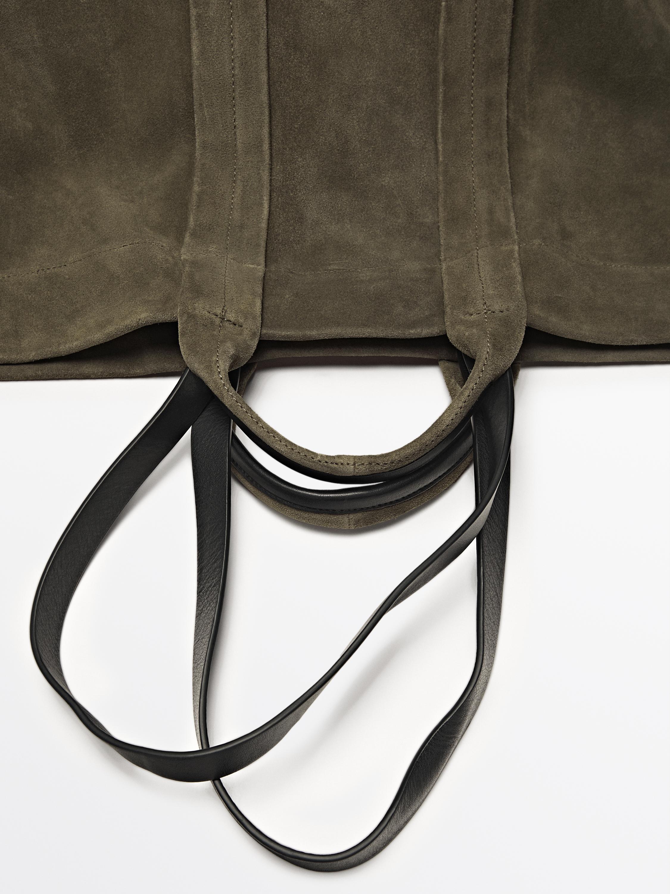 Split suede leather shopper bag