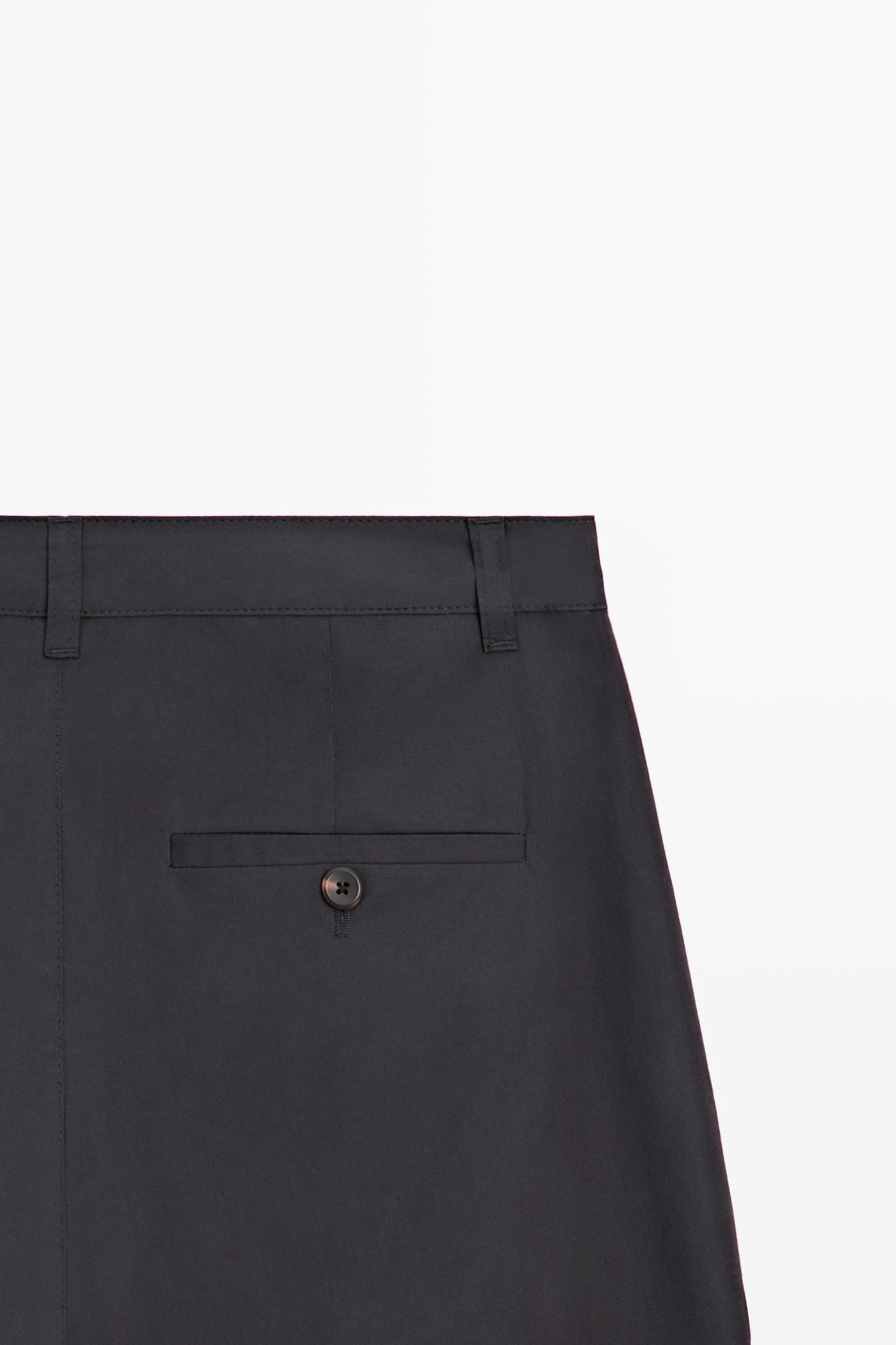 Cotton blend wide-leg pleated trousers — DEEP BLUE