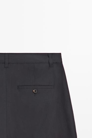 Cotton blend wide-leg pleated trousers — DEEP BLUE 9