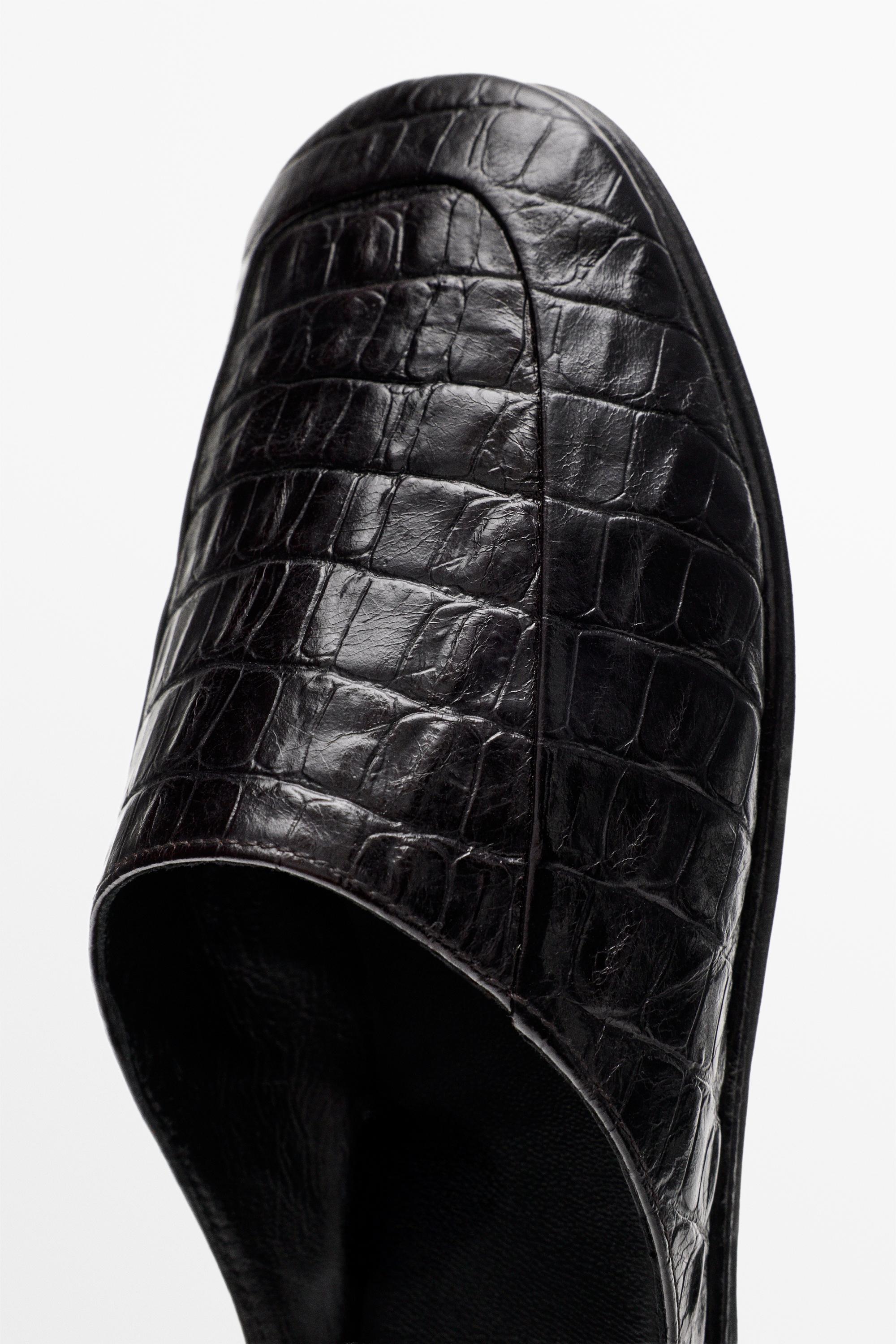 Mock croc leather mules — BROWN