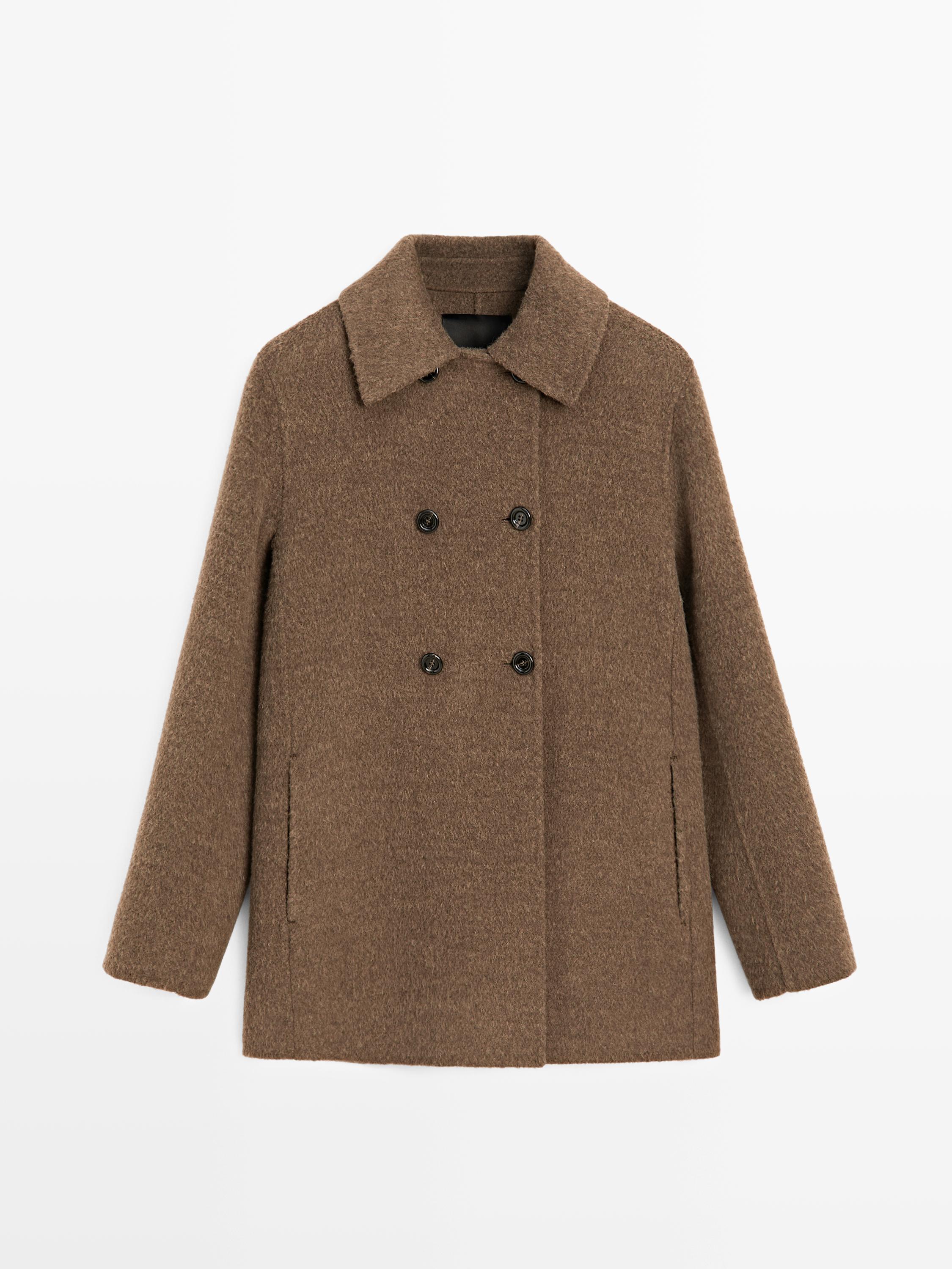 Manteau double boutonnage en laine mélangée